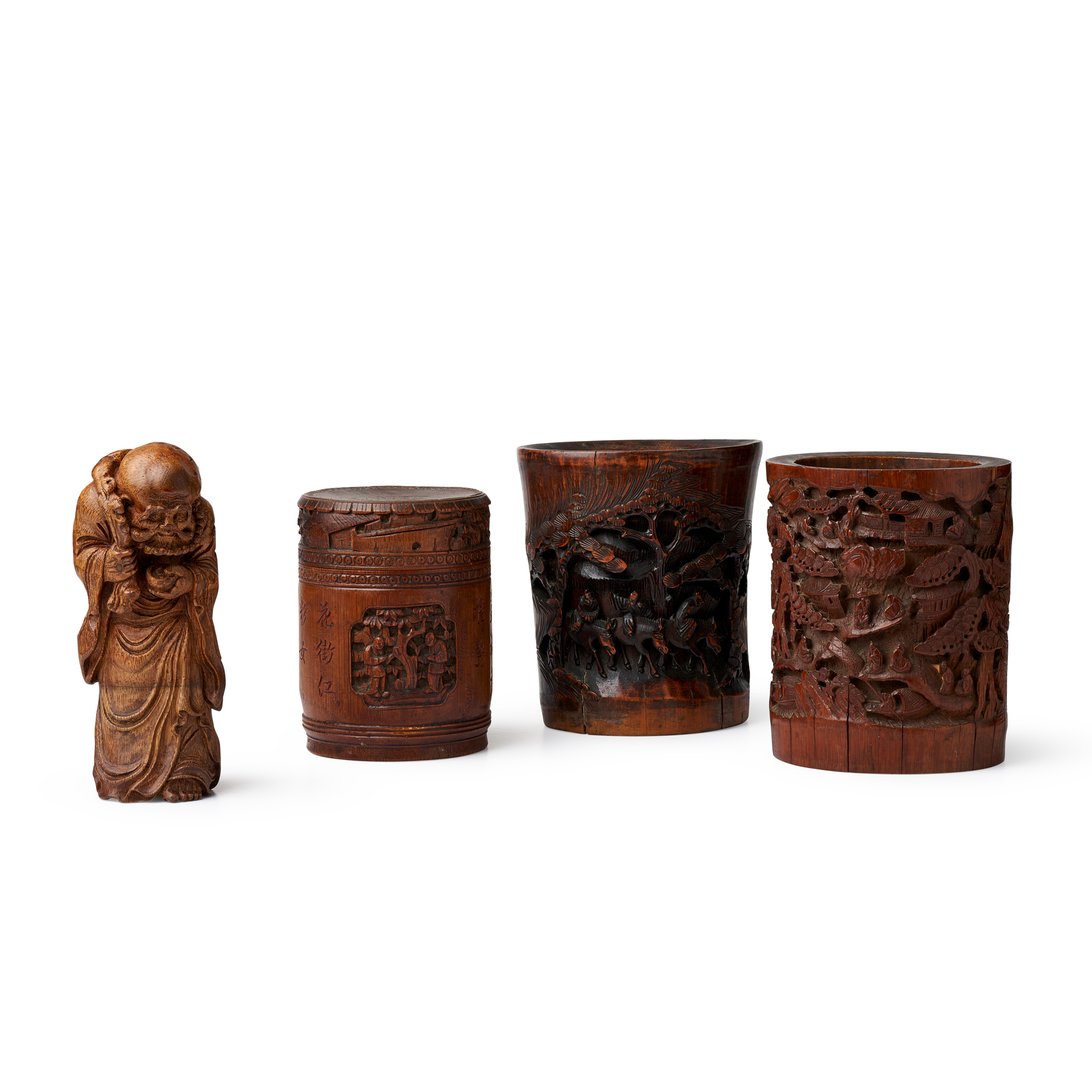 GROUP OF FOUR BAMBOO WARES