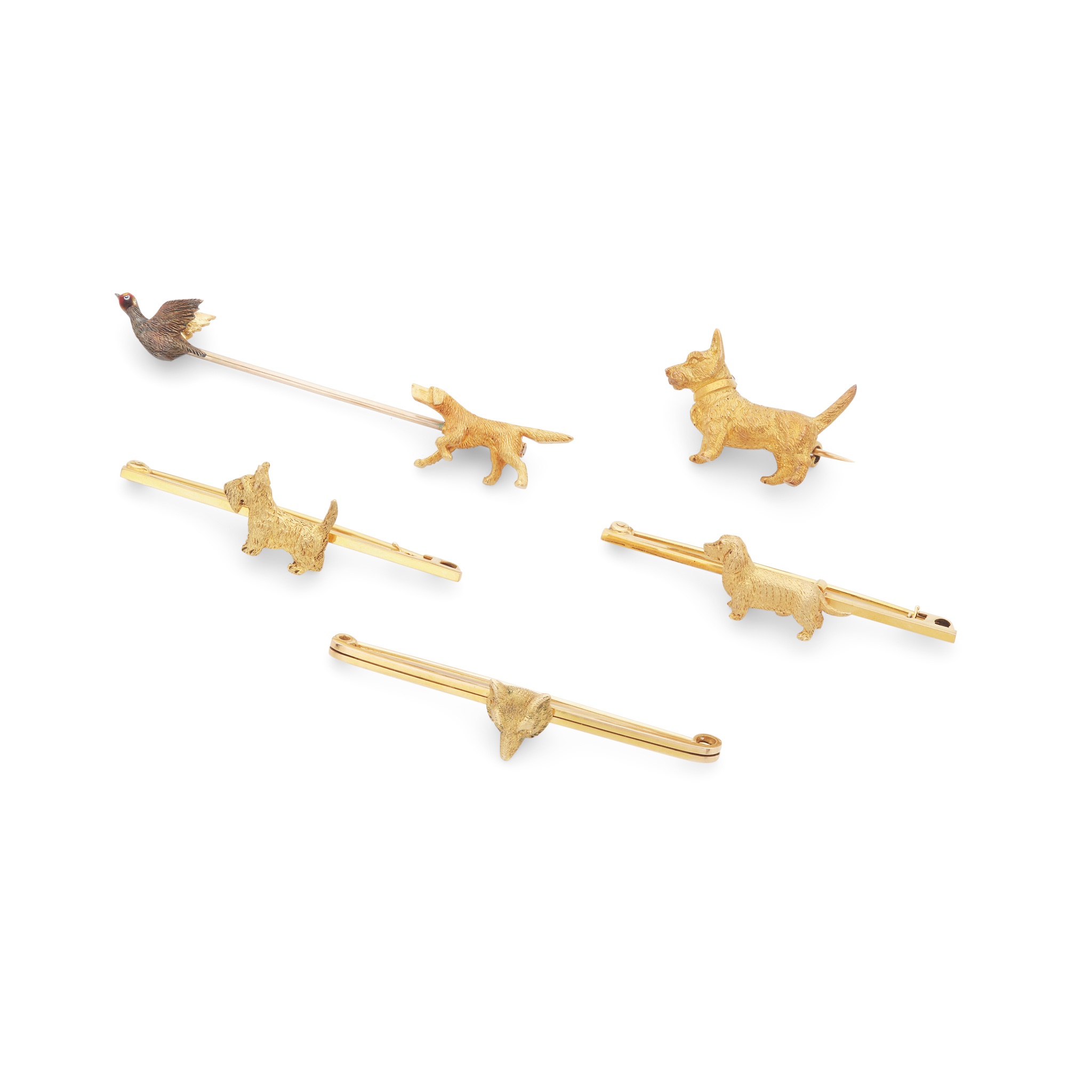 A collection of five 'sporting' brooches