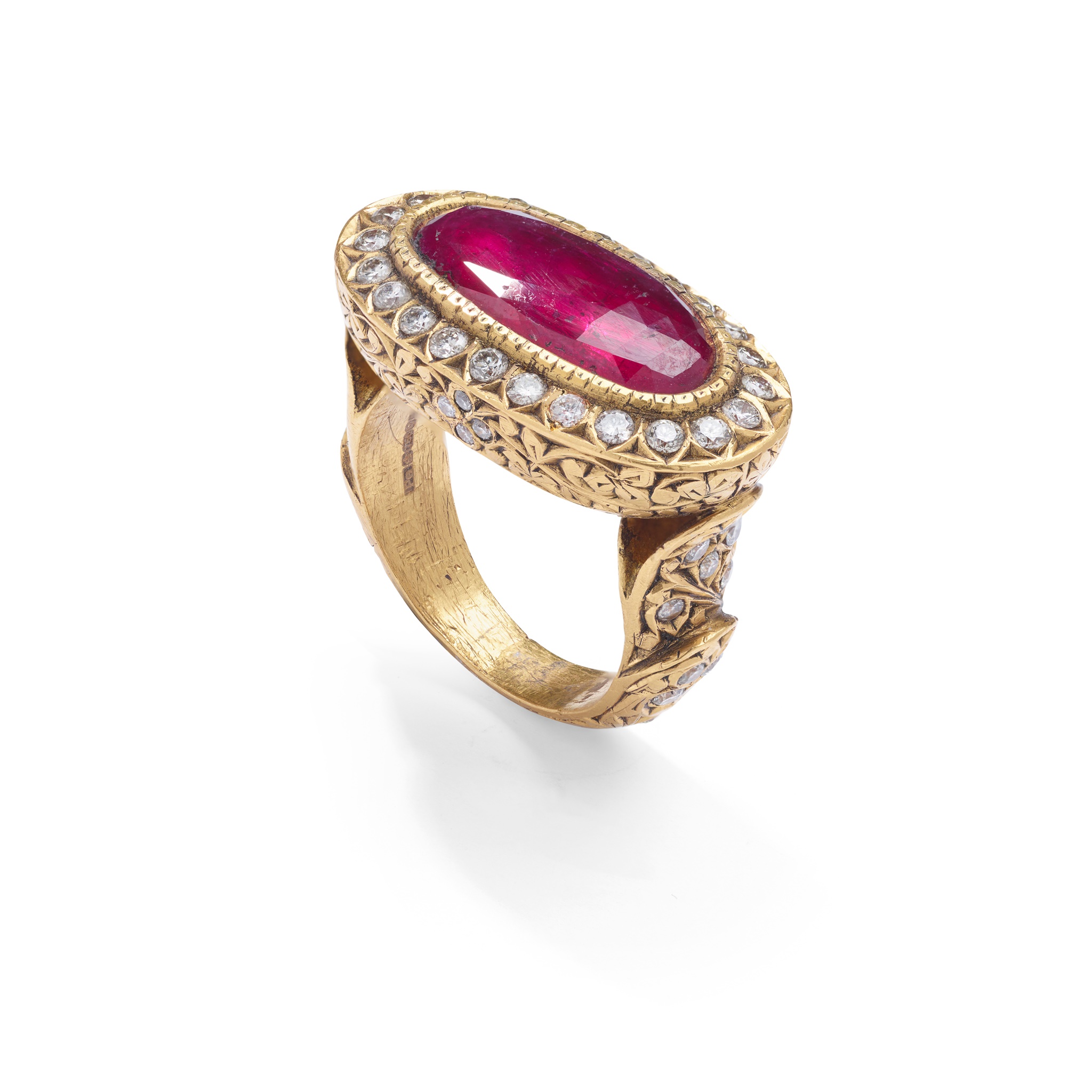 A ruby and diamond dress ring