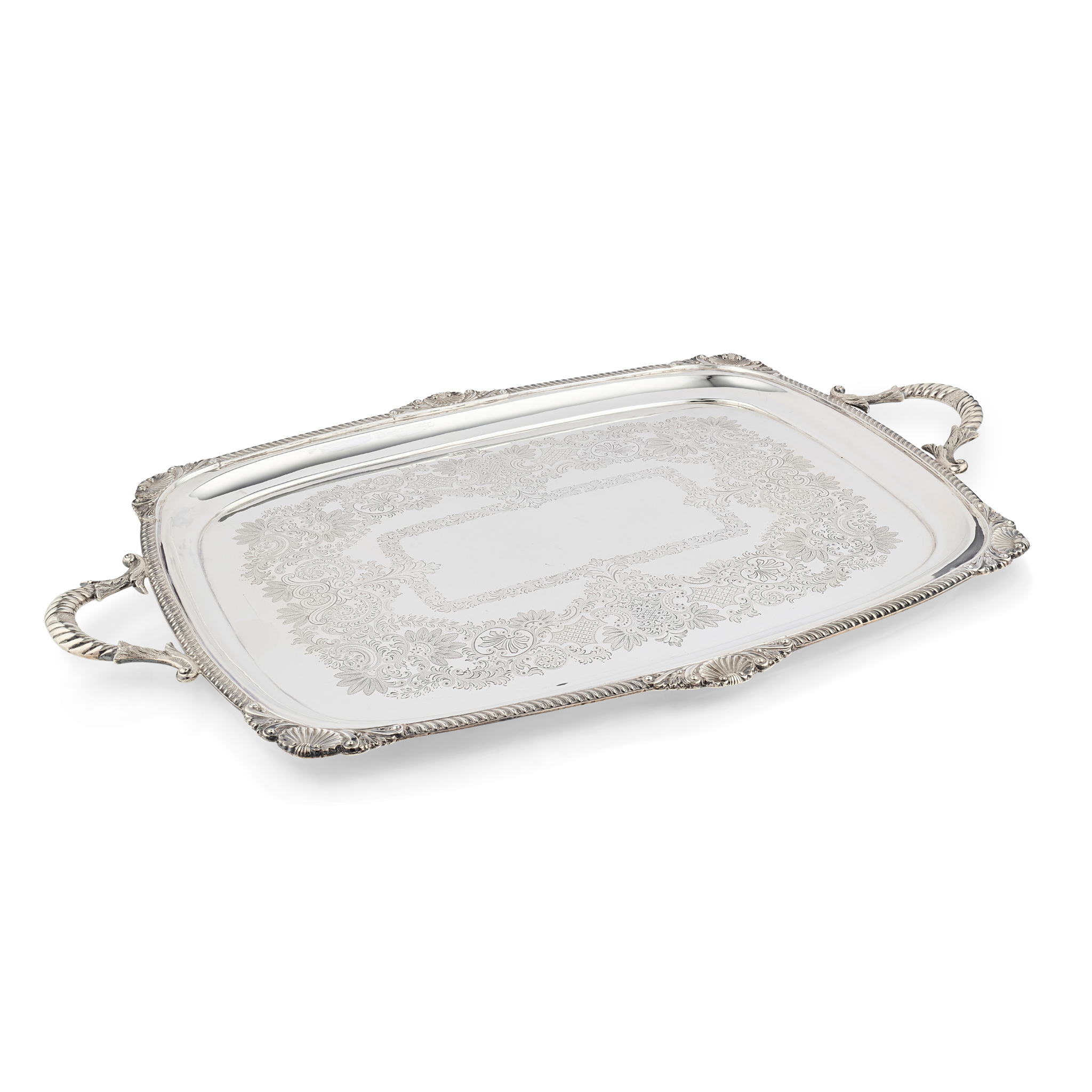A LATE VICTORIAN TWIN-HANDLED TRAY