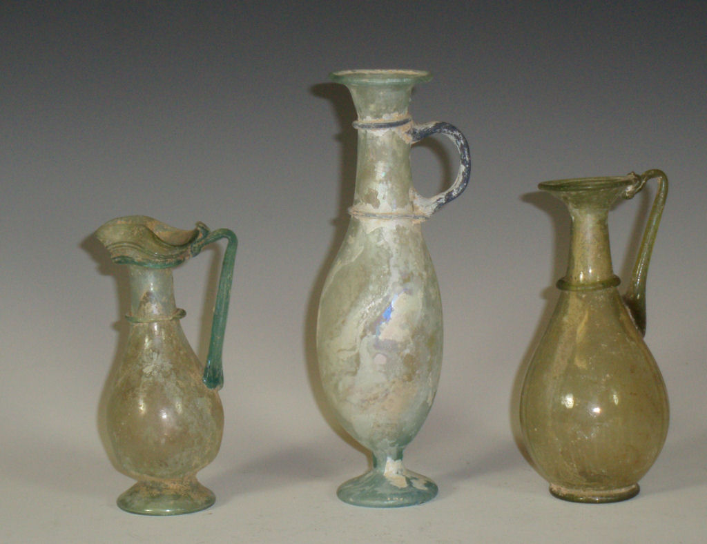 A Roman iridescent glass jug