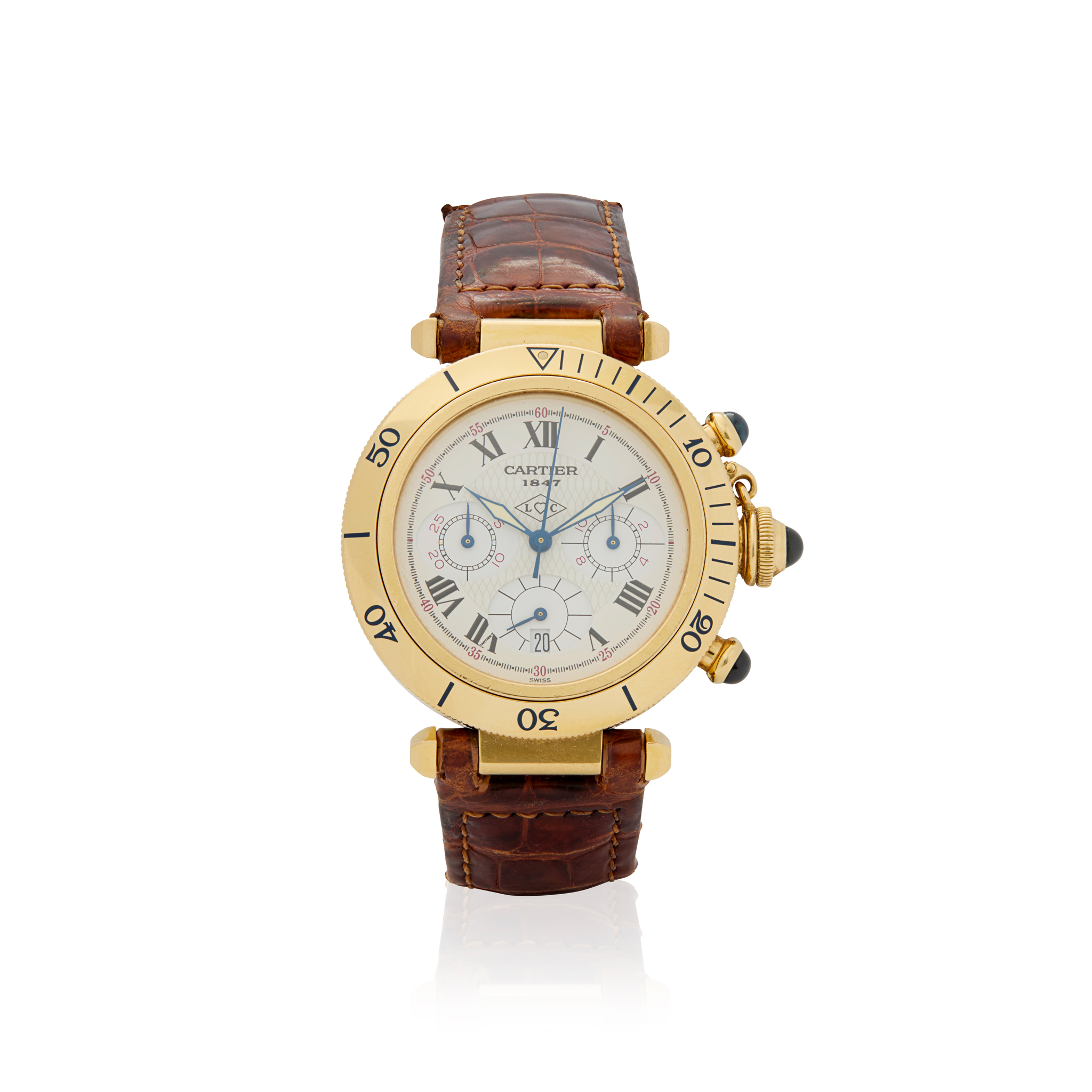 Cartier. An 18k gold quartz chronograph wristwatch
