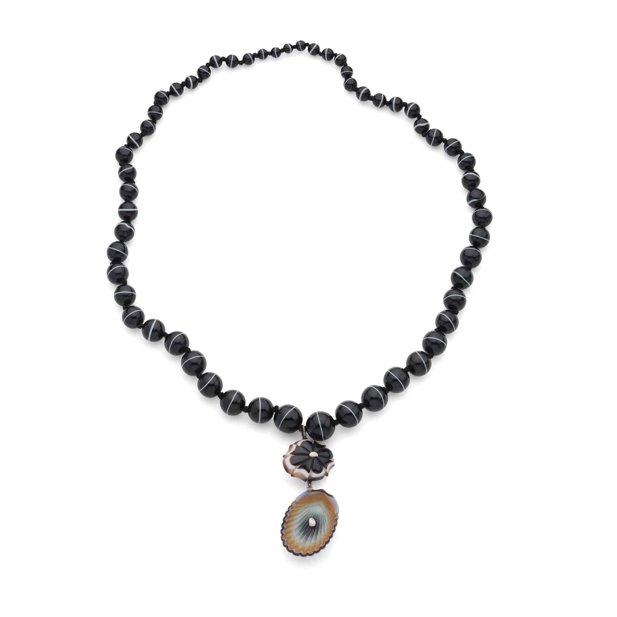 A mid 19th century glass and agate necklace
