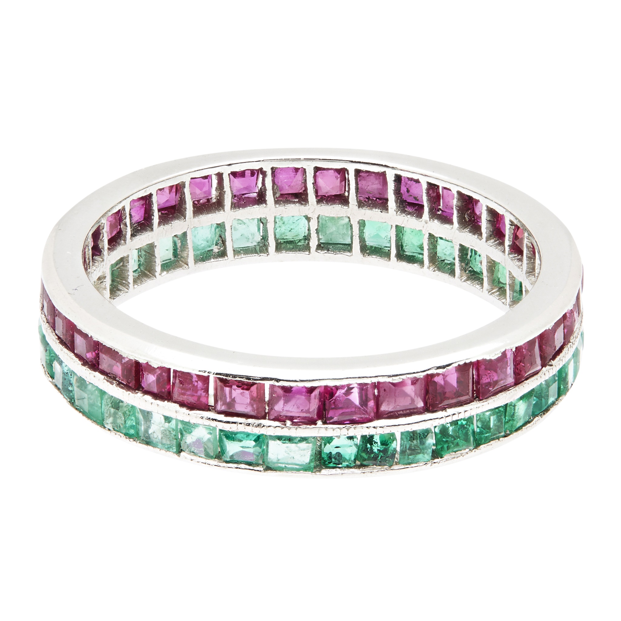 A ruby and diamond set eternity ring