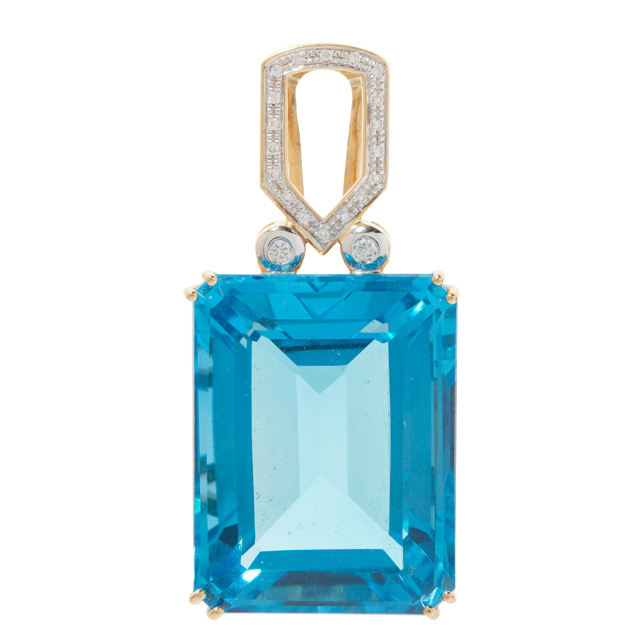 A blue topaz and diamond pendant