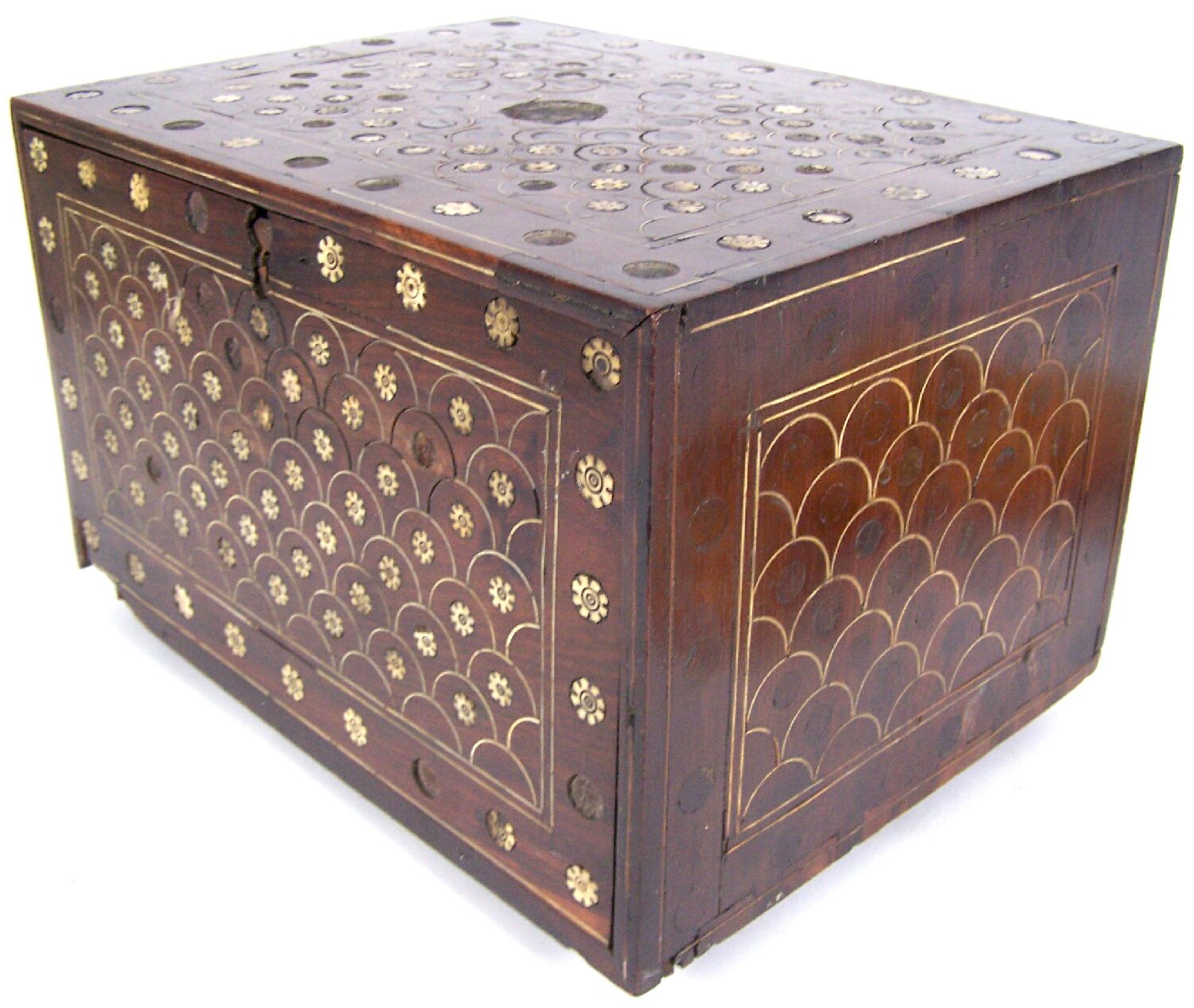 INDO-PORTUGUESE ROSEWOOD AND BONE INLAID TABLE CABINET
