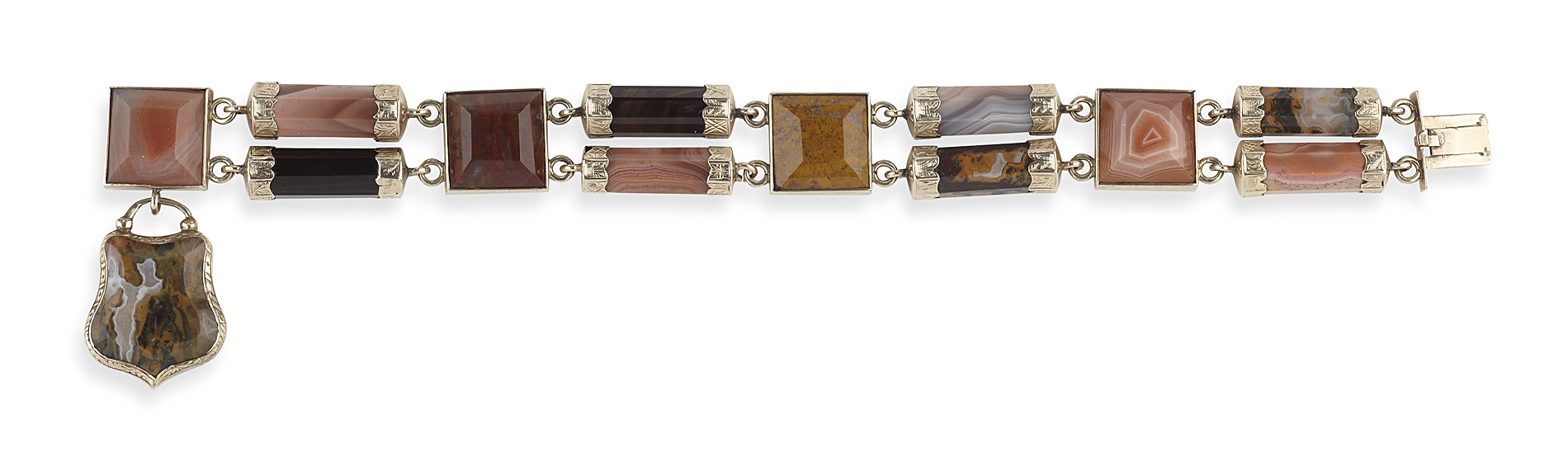 A Victorian Scottish hardstone set bracelet