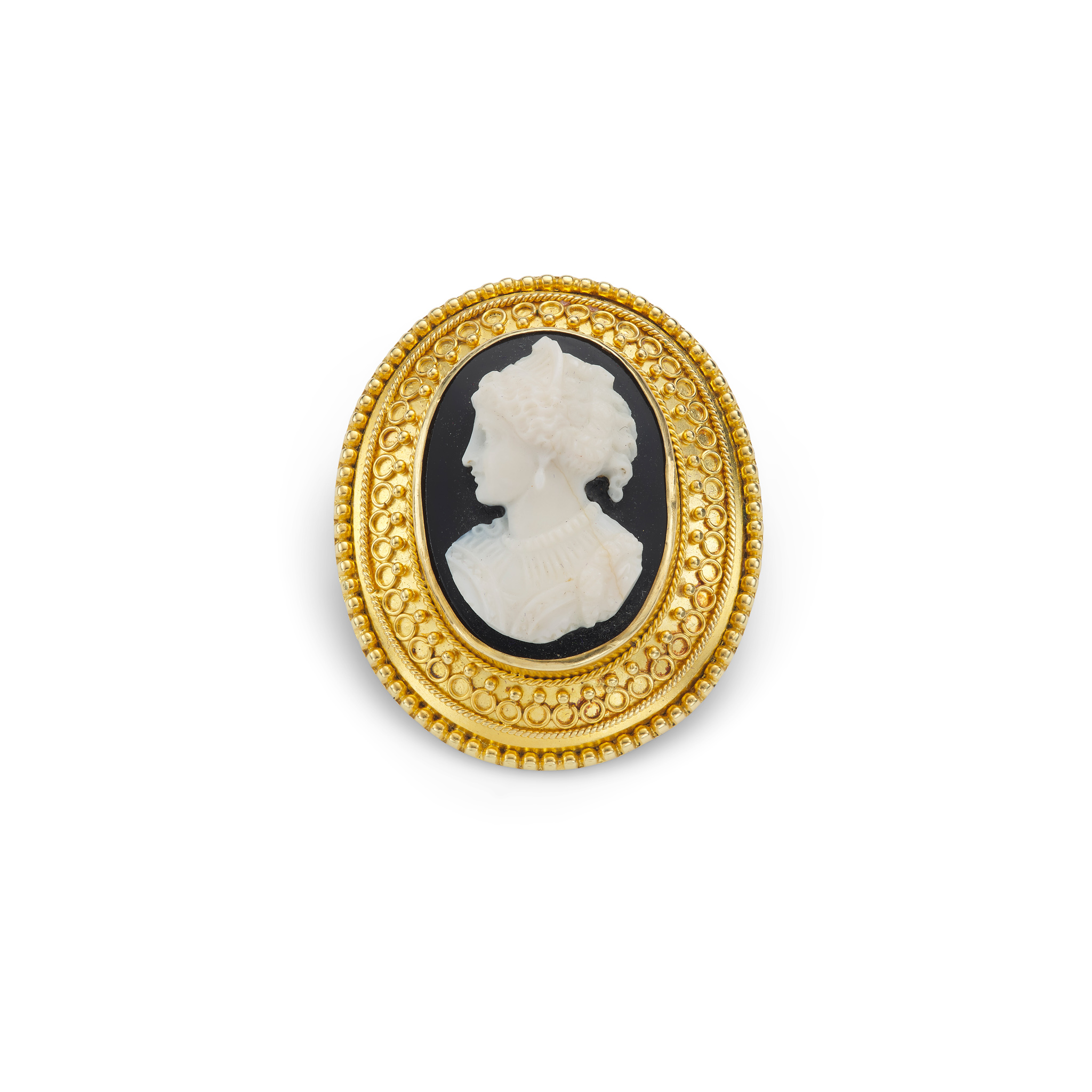 A hardstone cameo brooch, circa 1865