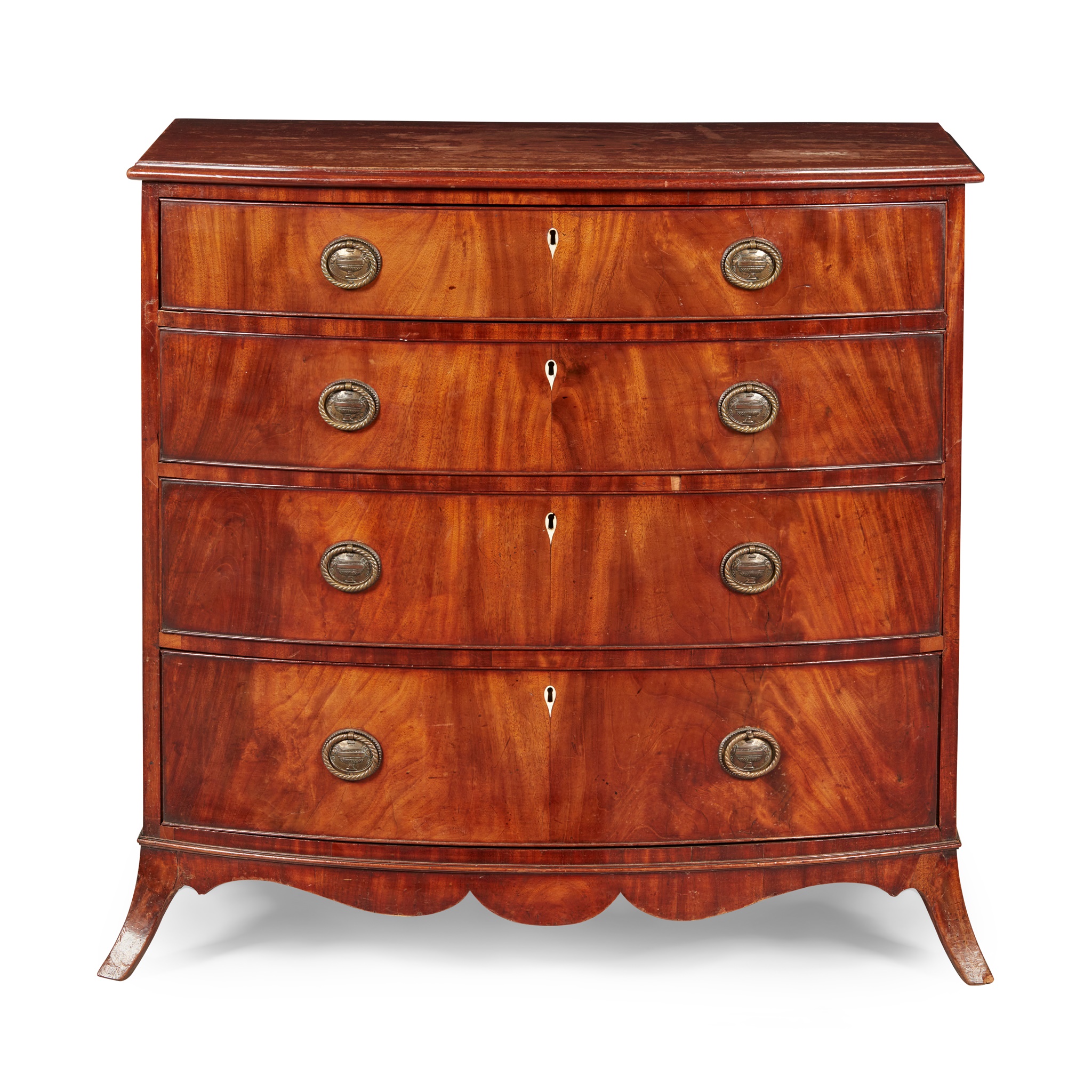 LATE GEORGE III MAHOGANY BOWFRONT CHEST OF DRAWERS