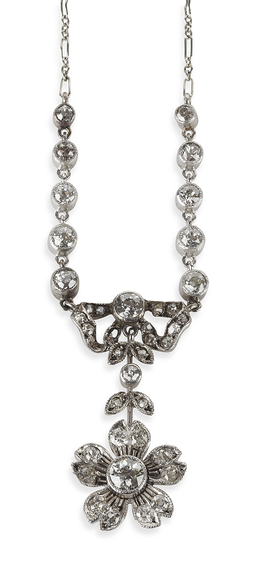 An early 20th century diamond set necklace