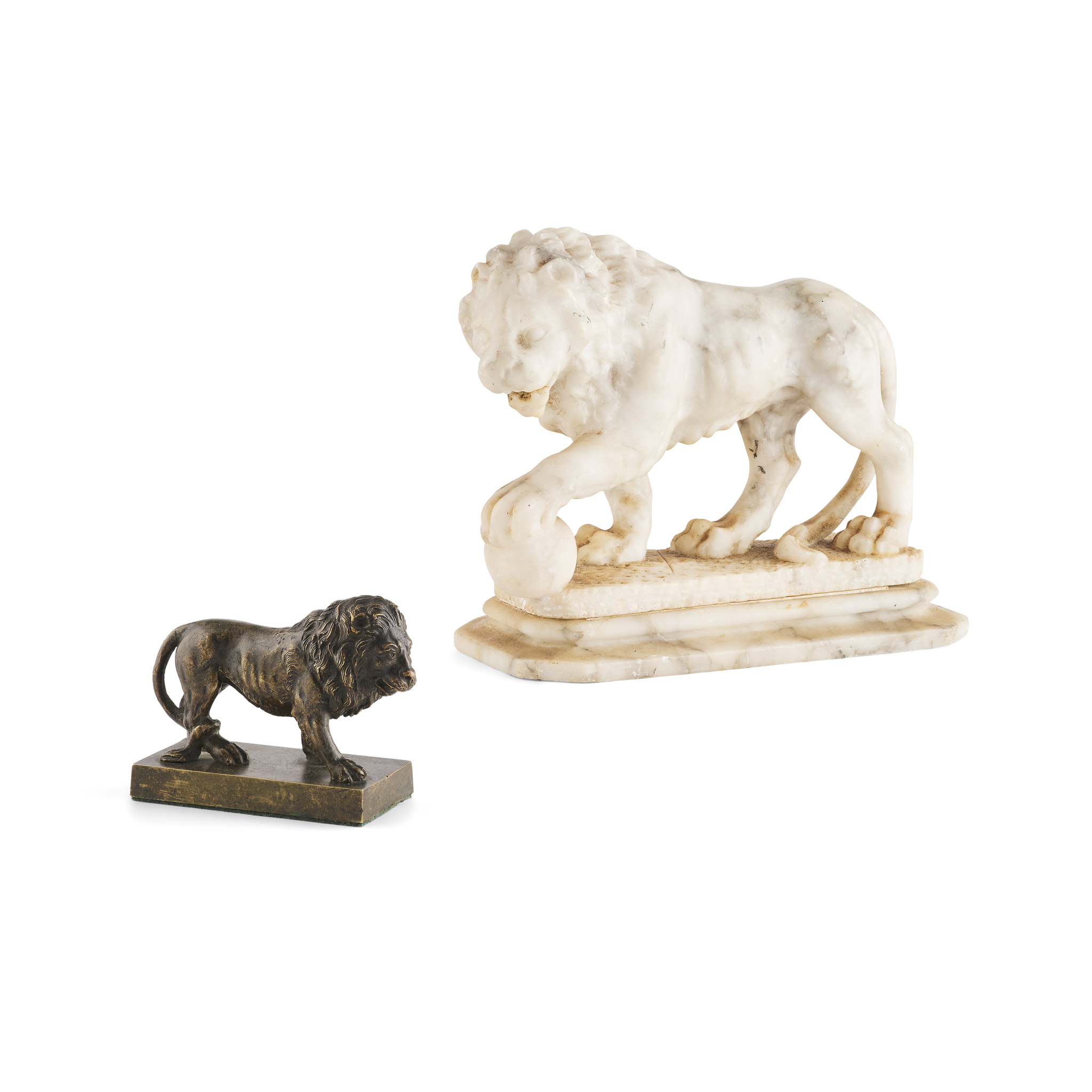 ITALIAN CARVED ALABASTER FIGURE OF THE MEDICI LION