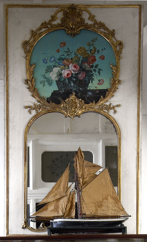 A French giltwood and painted overmantel