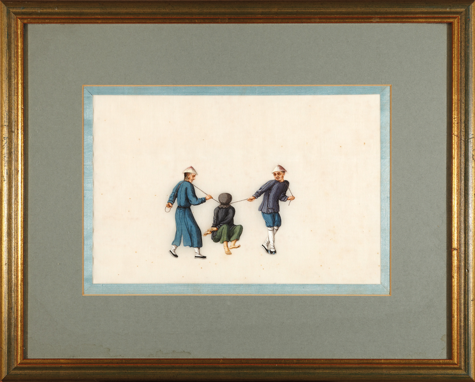 TWELVE CHINESE EXPORT PITH PAPER PAINTINGS OF TORTURE SCENES