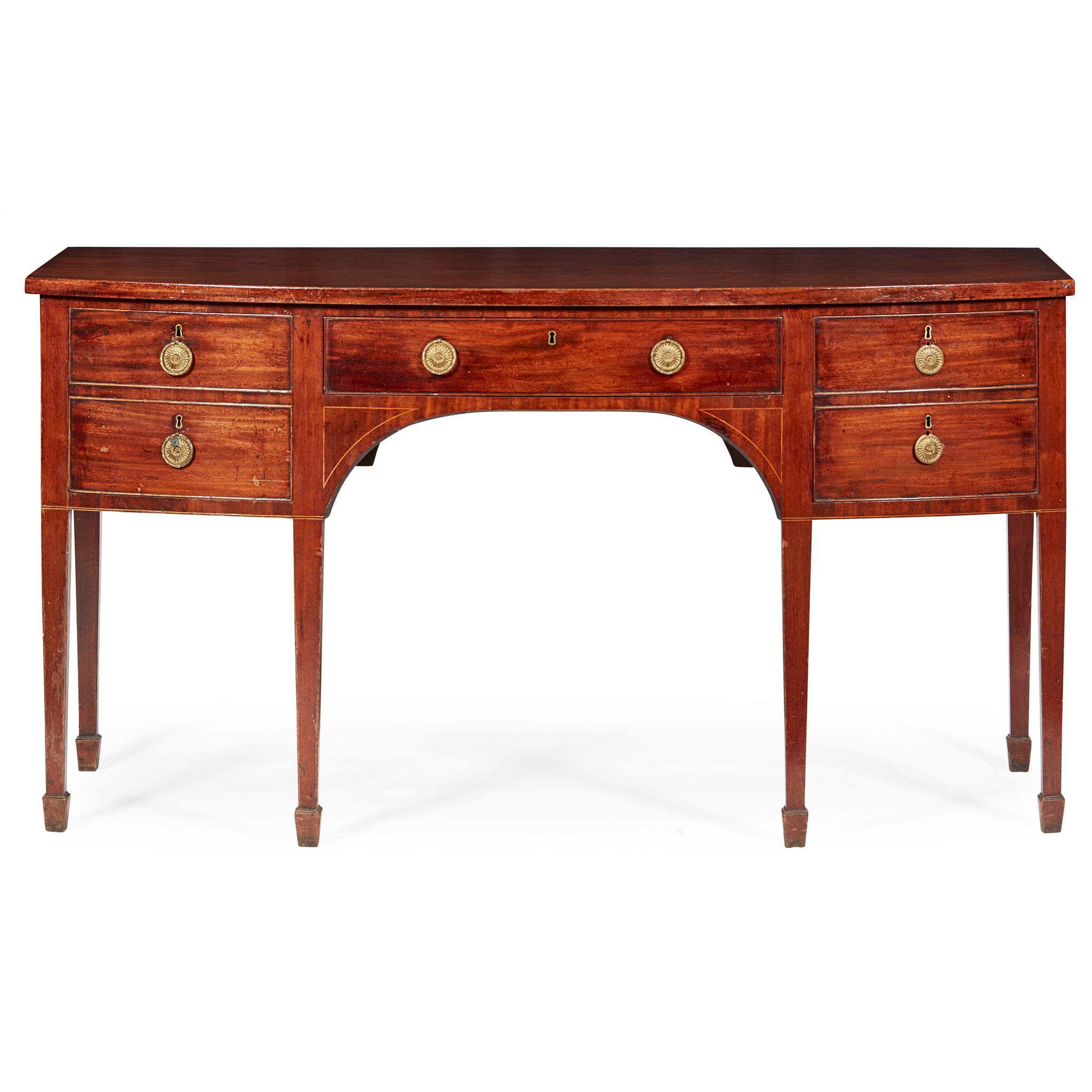 GEORGE III MAHOGANY BOWFRONT SIDEBOARD