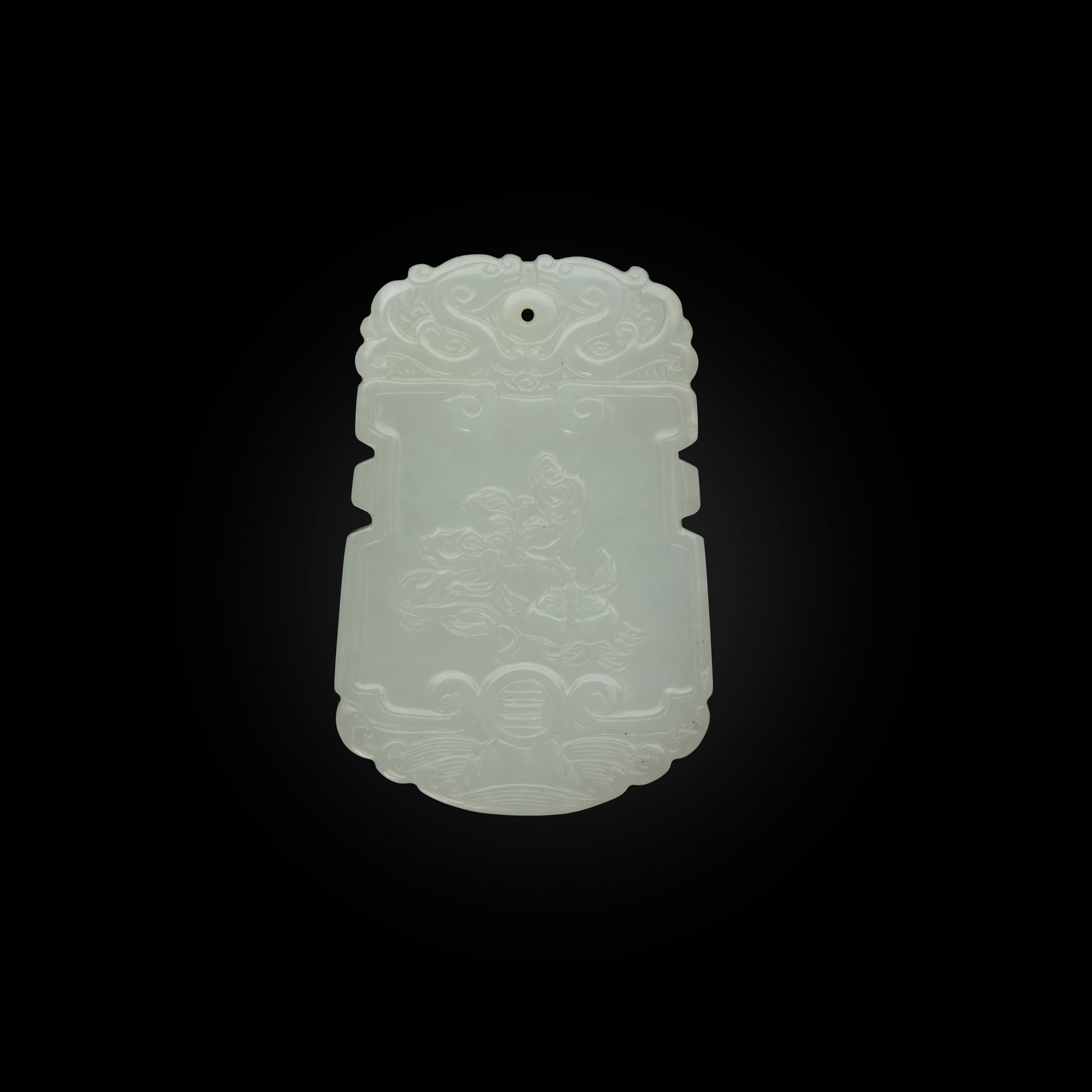 CHINESE CARVED WHITE JADE 'PERSIMMON' PLAQUE