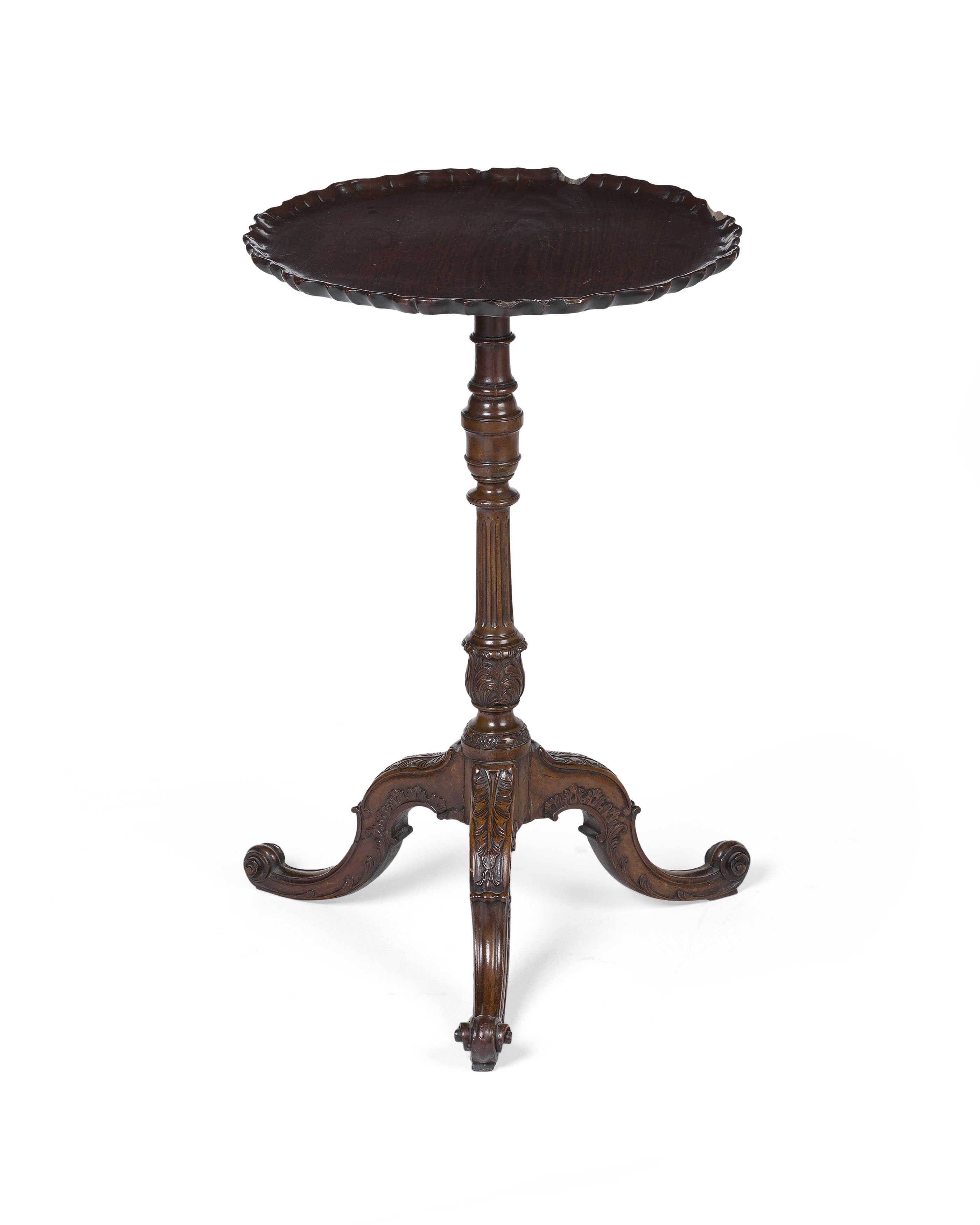 GEORGE III MAHOGANY PIECRUST KETTLE STAND