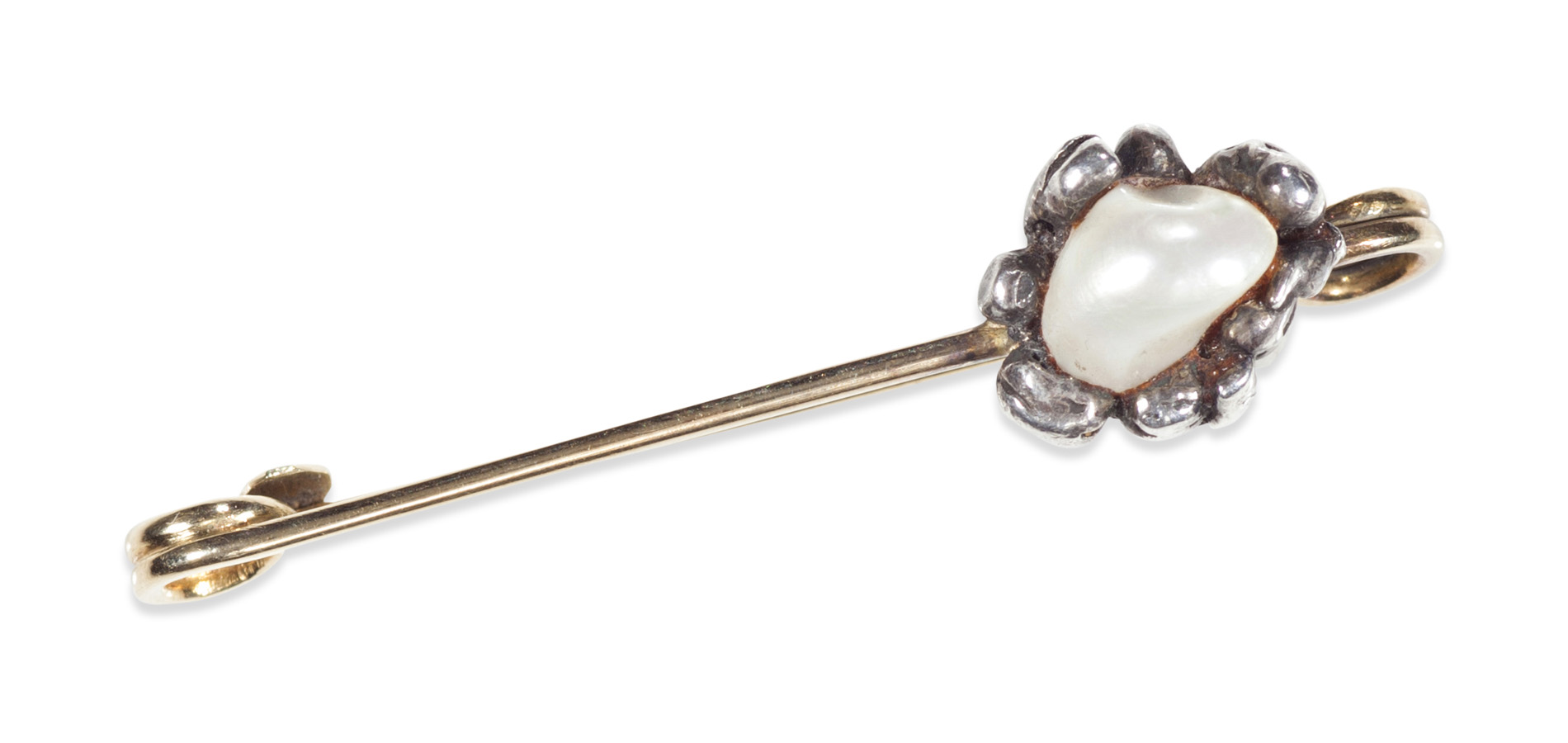 A Russian natural pearl set brooch