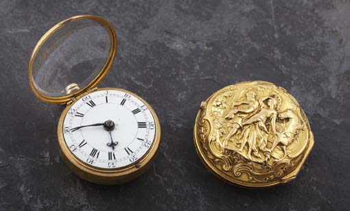 A mid 18th century pair cased gold pocket watch