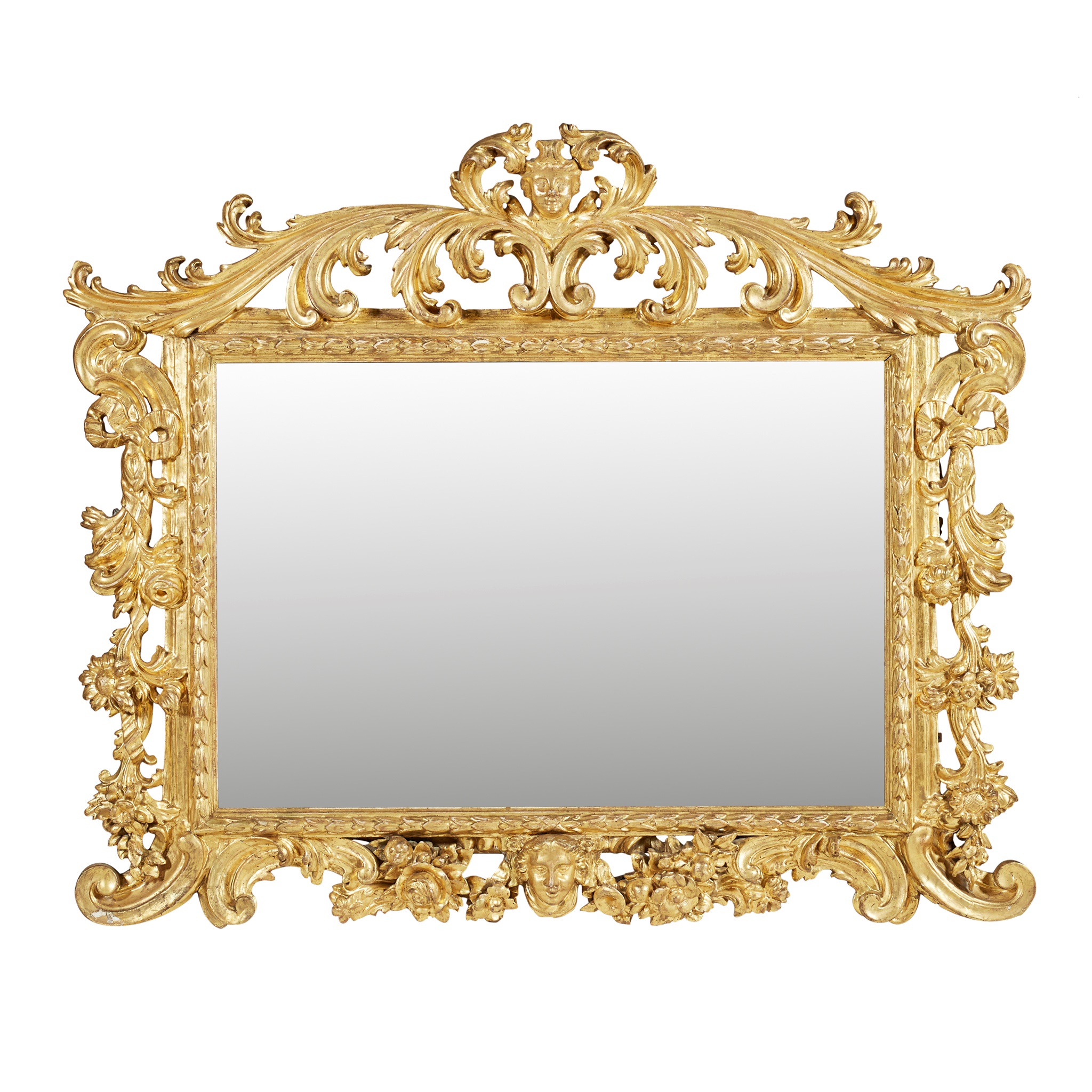 ITALIAN CARVED GILTWOOD OVERMANTEL MIRROR
