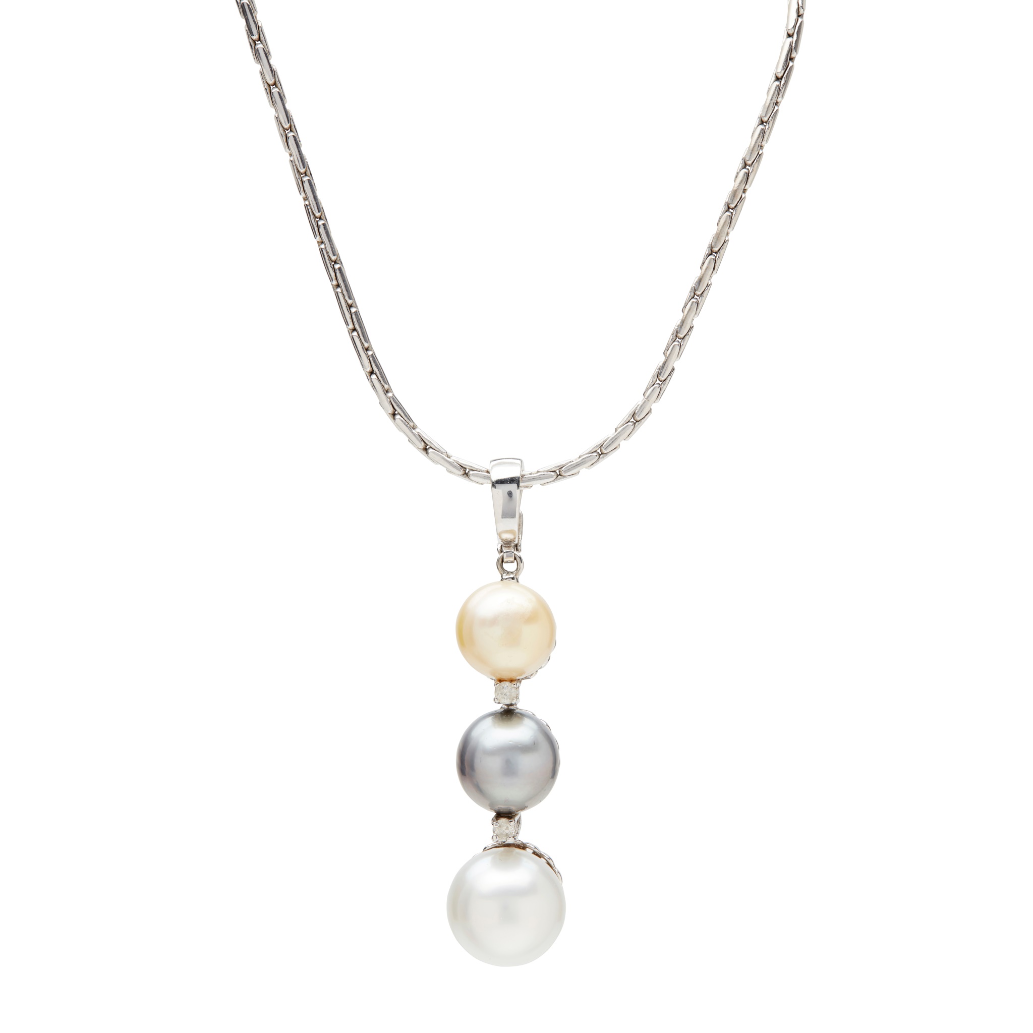 A South Sea pearl and diamond set pendant