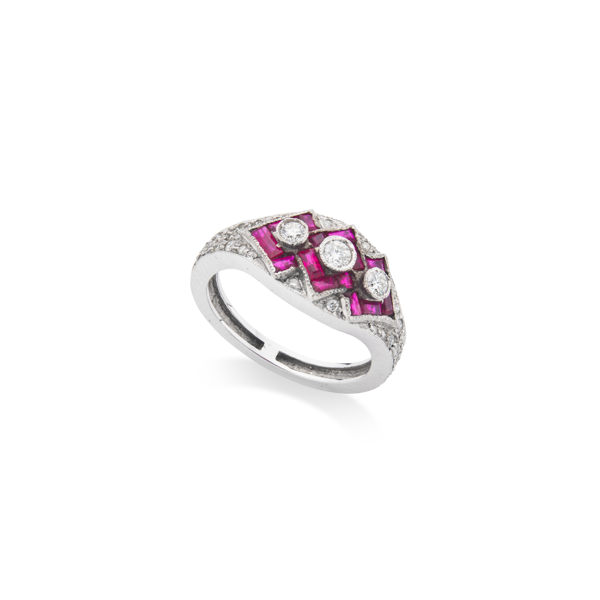 A ruby and diamond dress ring