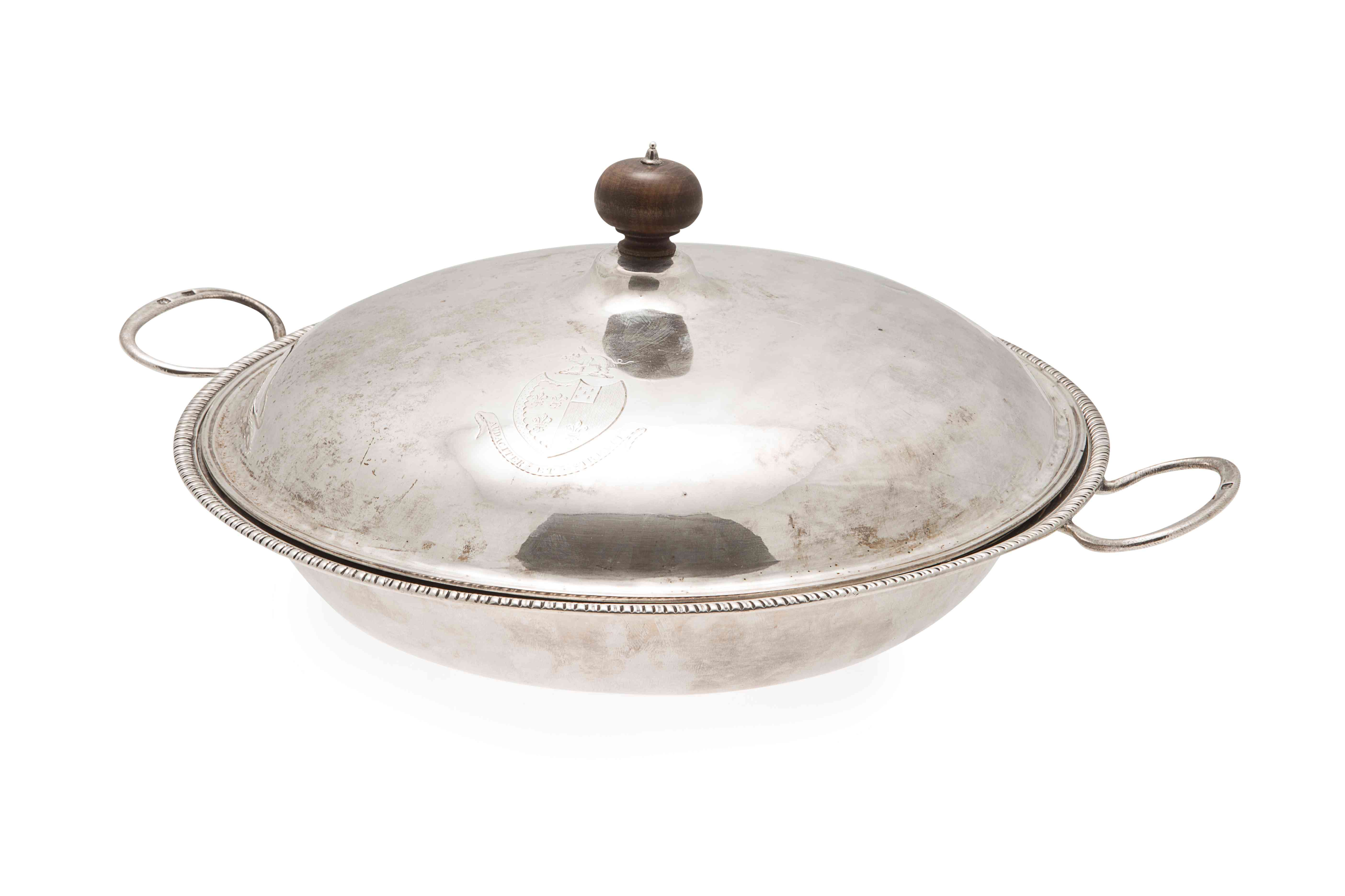 A George III silver serving dish and cover