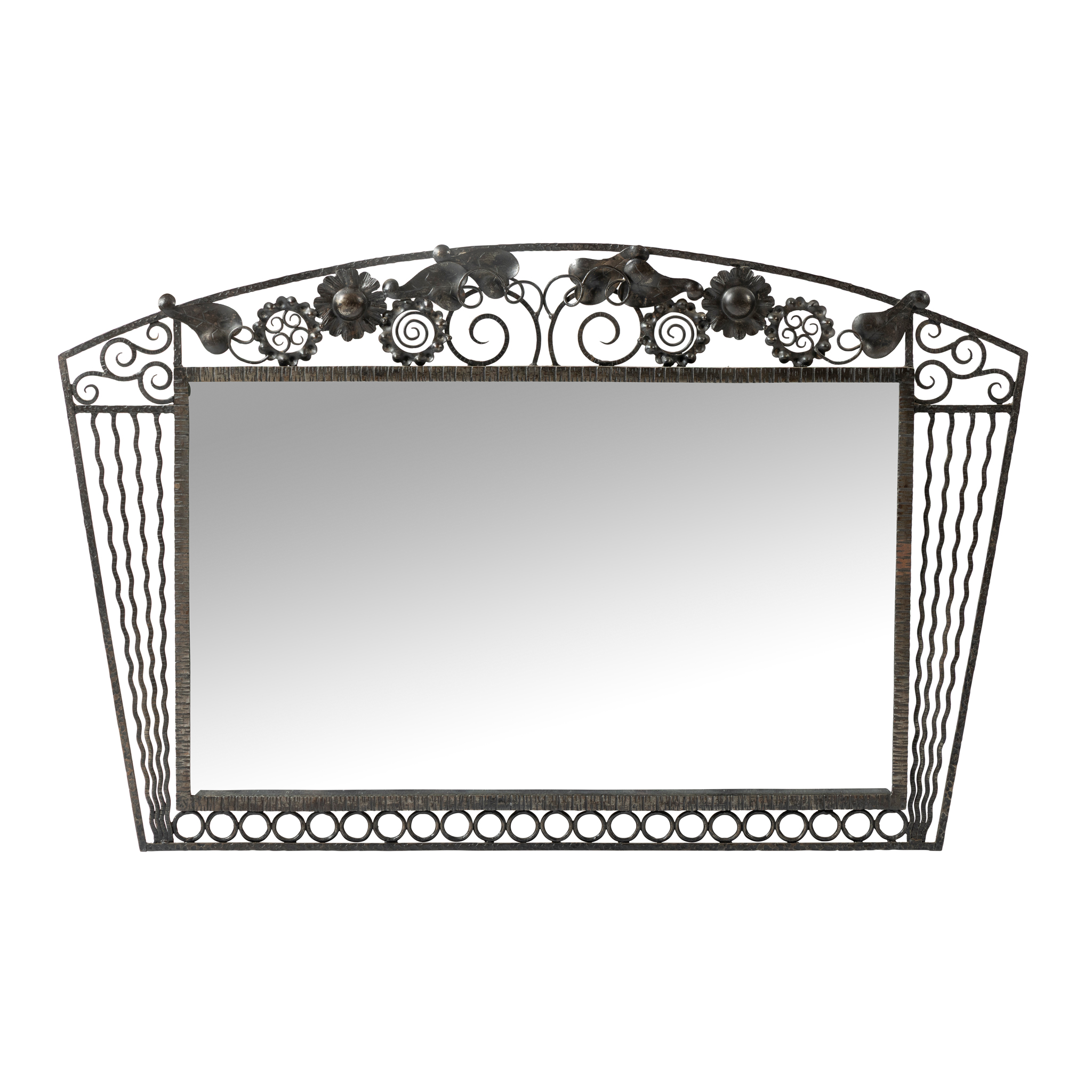 AN ART DECO STEEL WALL MIRROR