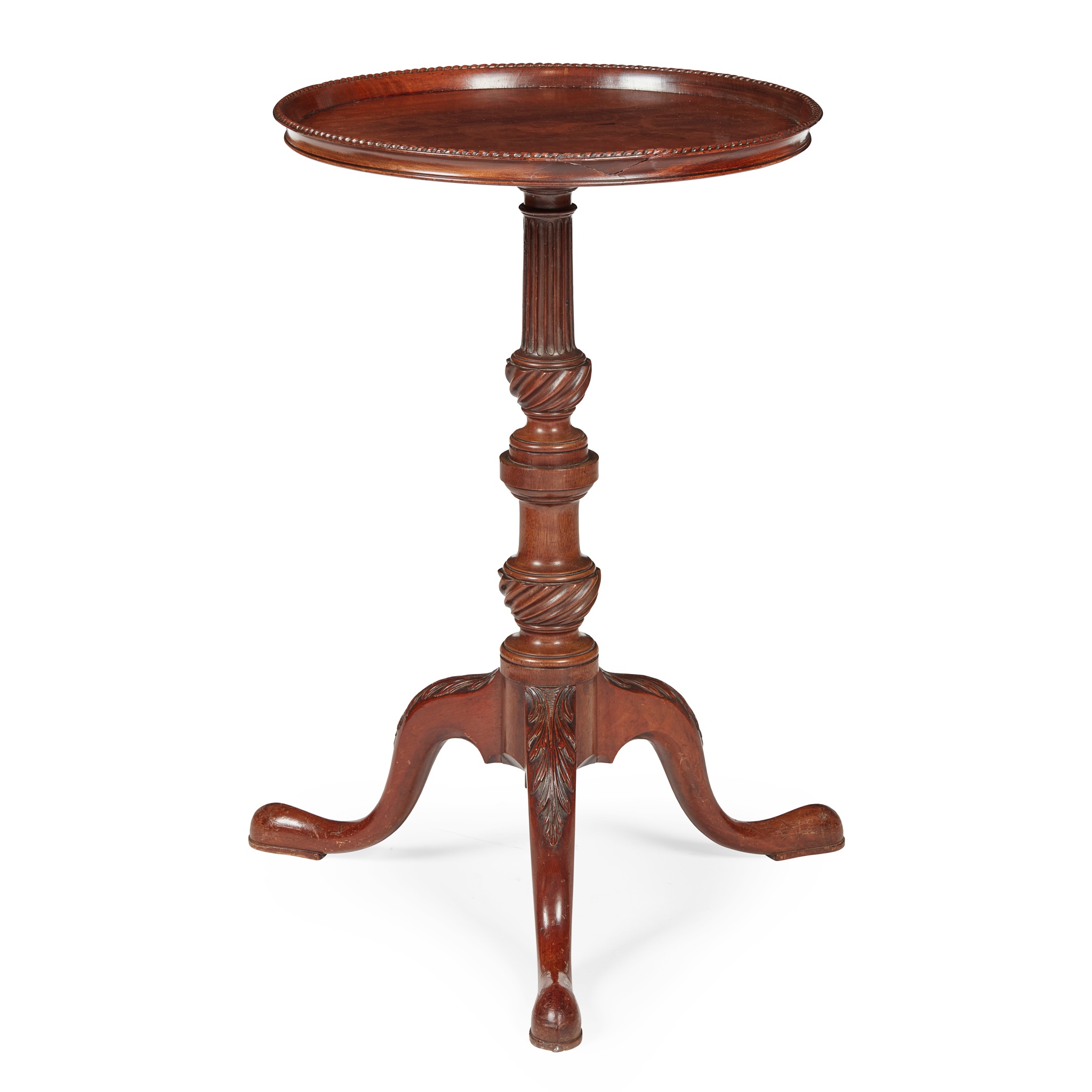IRISH GEORGE III MAHOGANY TRIPOD TEA TABLE