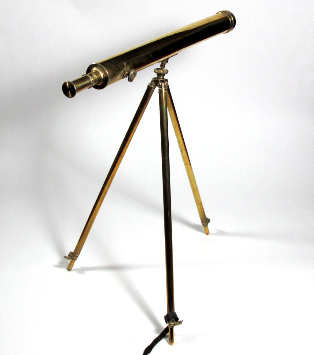 POLISHED AND LACQUERED BRASS SINGLE DRAWER TELESCOPE