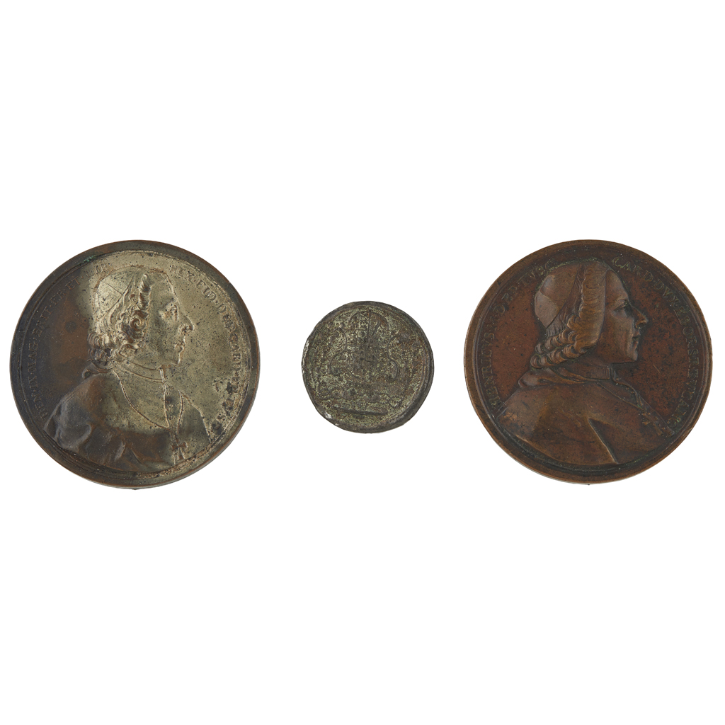 TWO BRONZE DEATH OF CHARLES III MEDALLIONS
