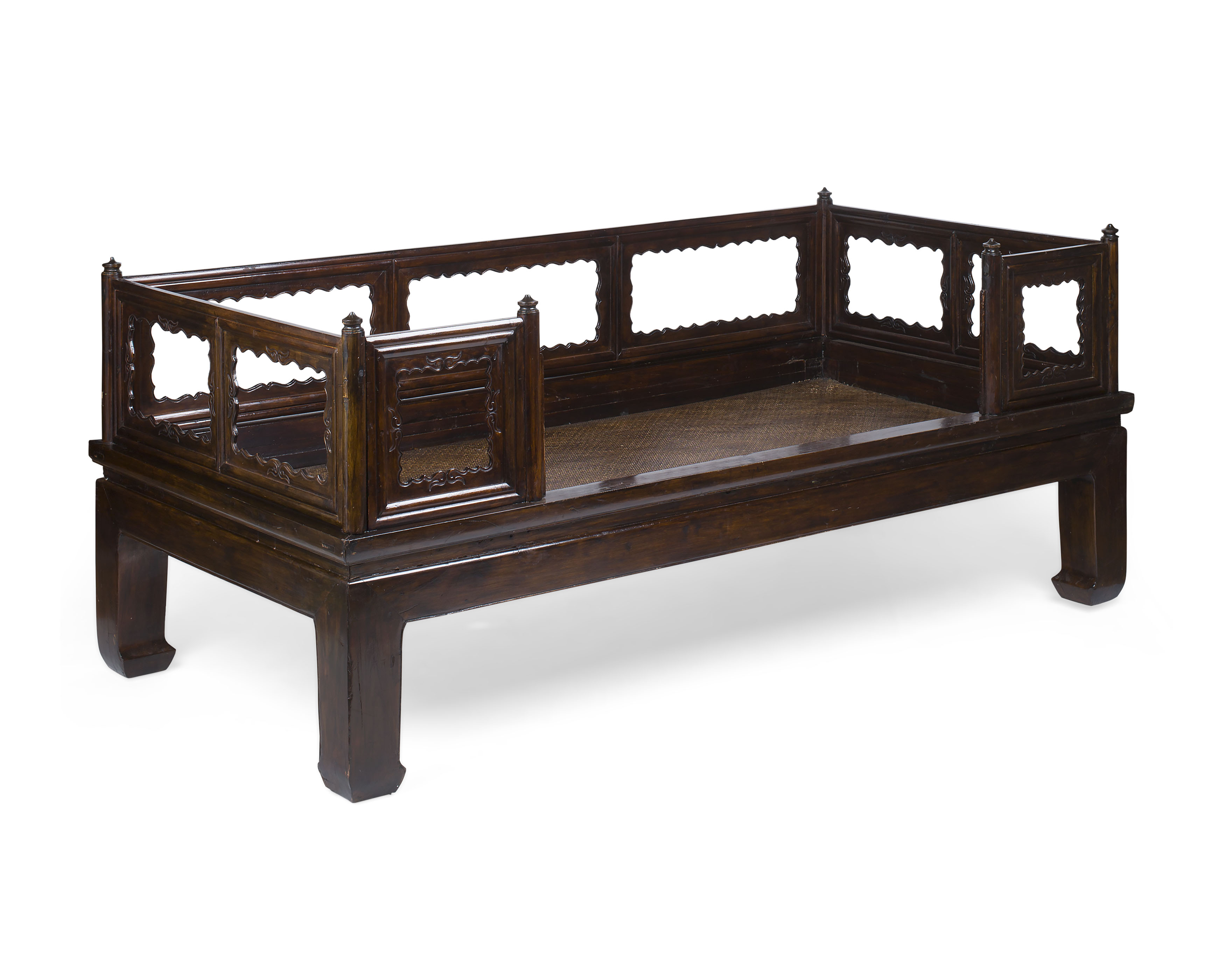 CHINESE HARDWOOD AND RATTAN DAYBED