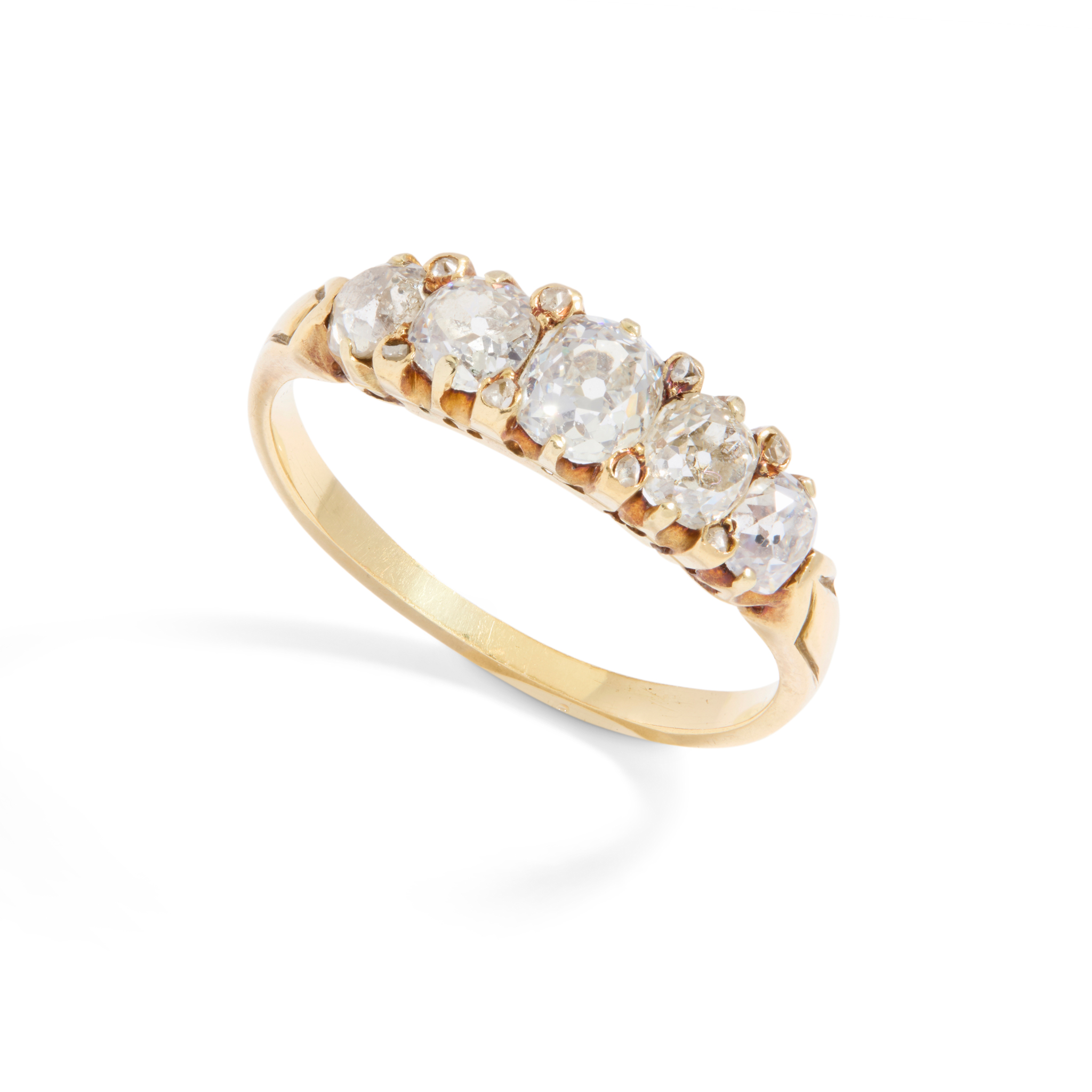 A late 19th century diamond five-stone ring