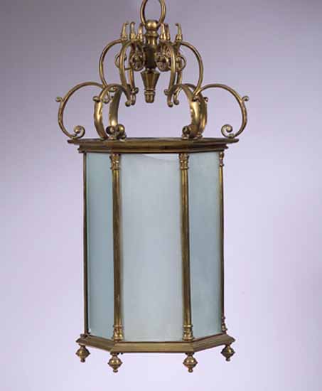 A Victorian brass hall lantern