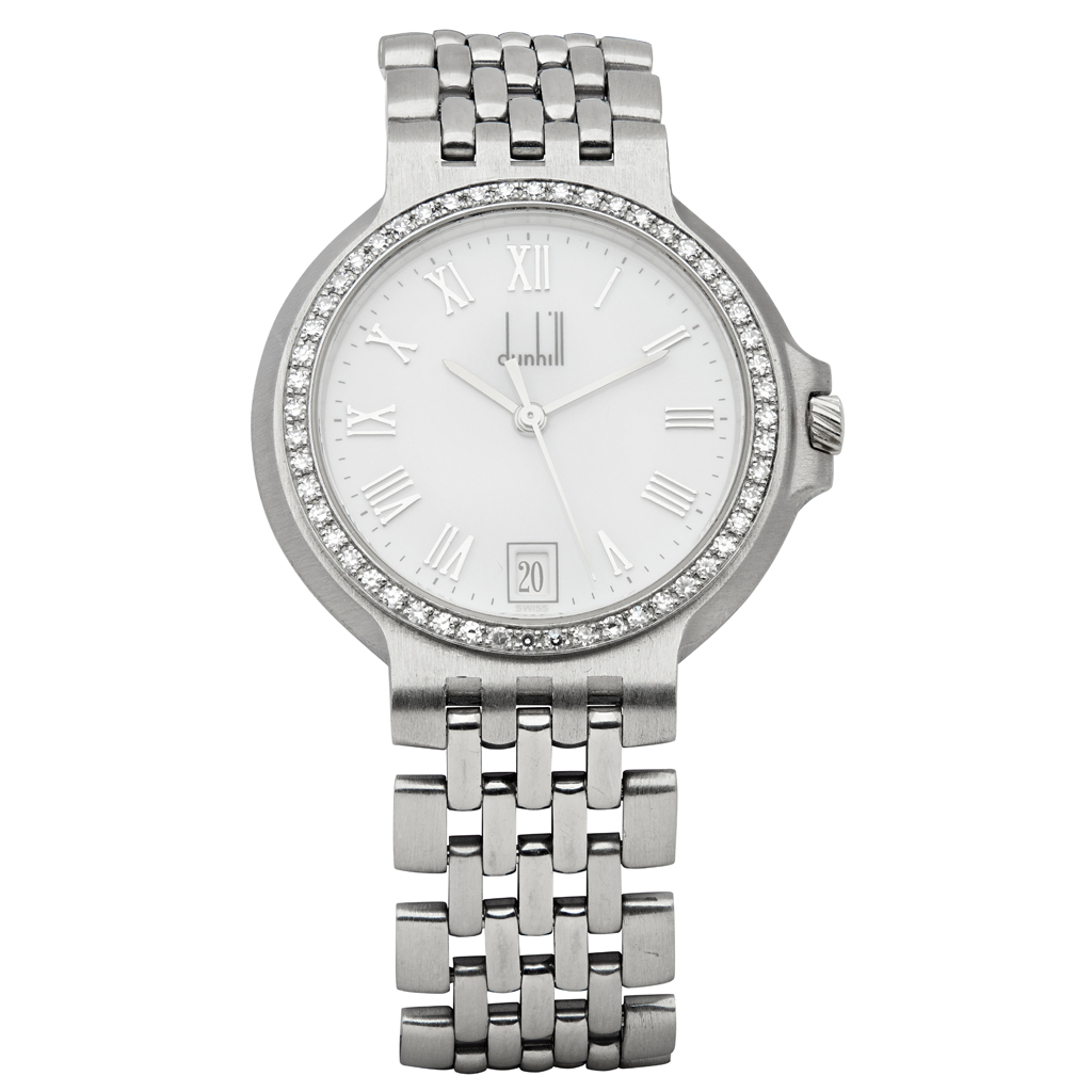 DUNHILL - A diamond and platinum cased wrist watch