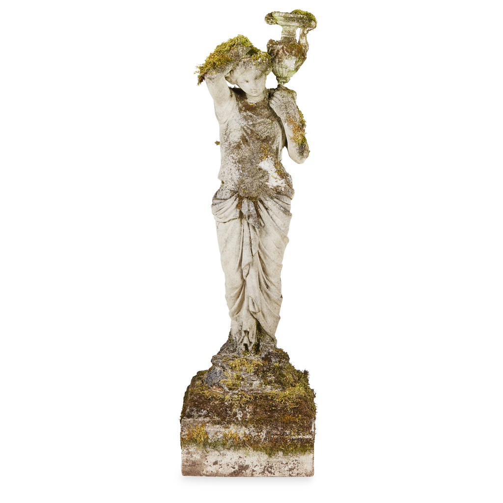 COMPOSITION STONE FIGURE OF A WATER CARRIER