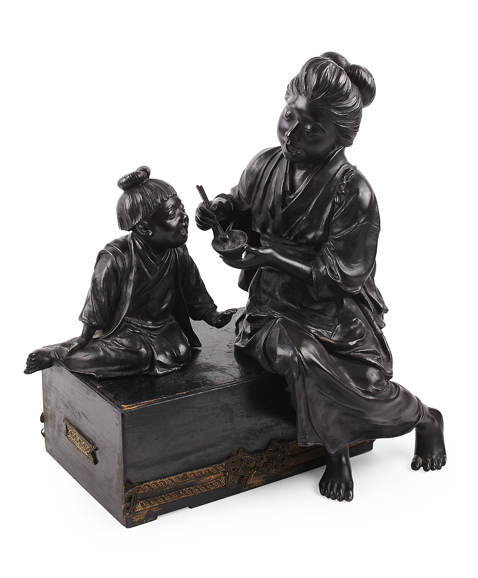 JAPANESE BRONZE FIGURE GROUP