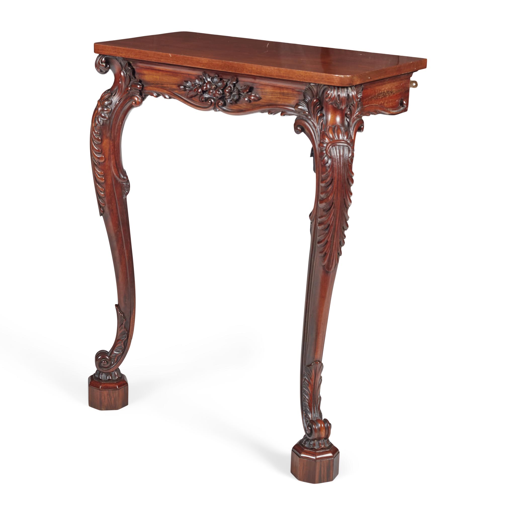 WILLIAM IV GONCALO ALVES AND MAHOGANY CONSOLE TABLE