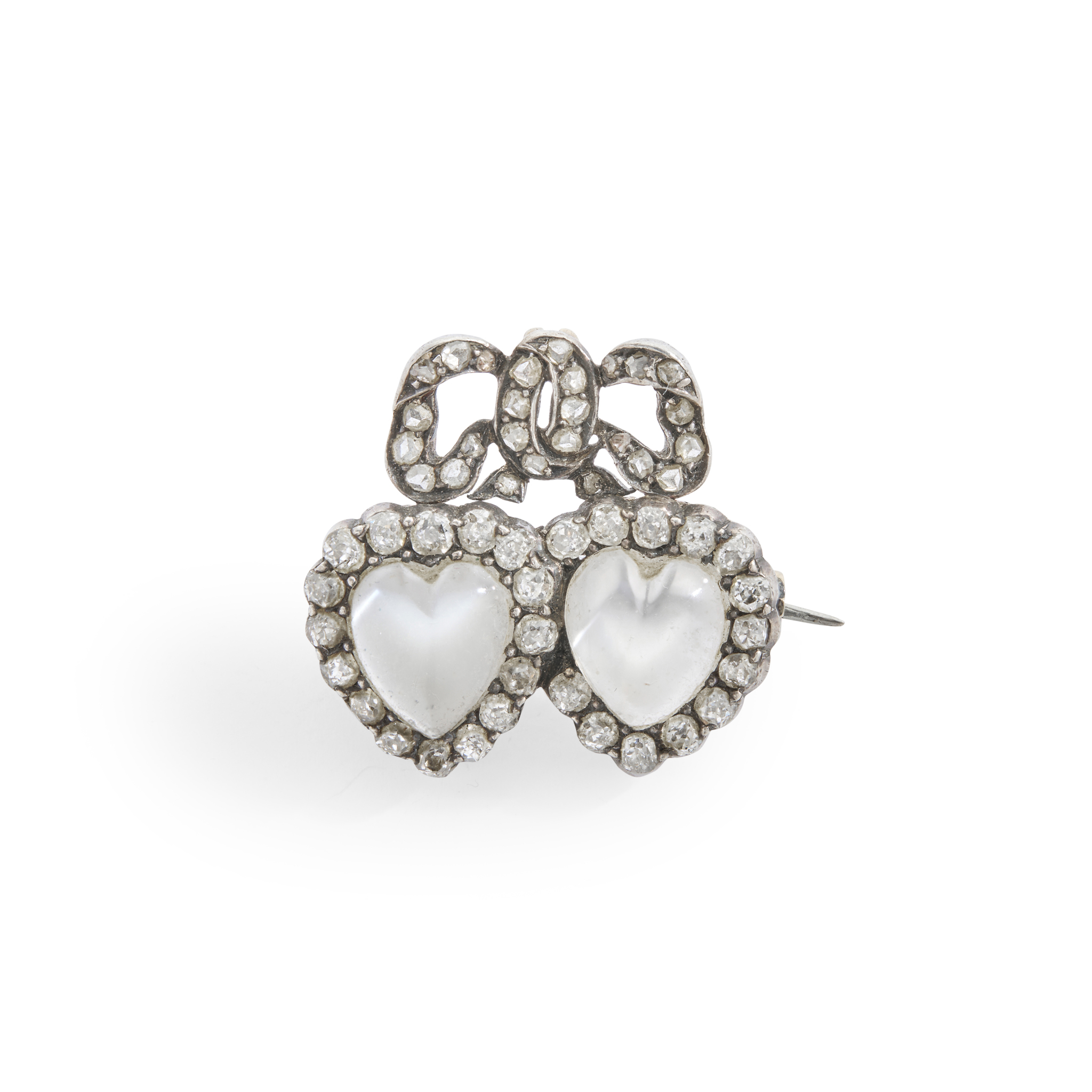 A late 19th century moonstone and diamond brooch, circa 1880