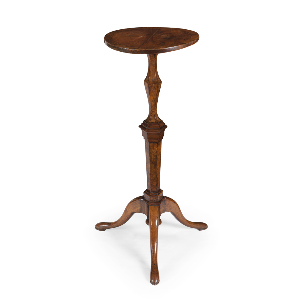 A QUEEN ANNE WALNUT CANDLE STAND