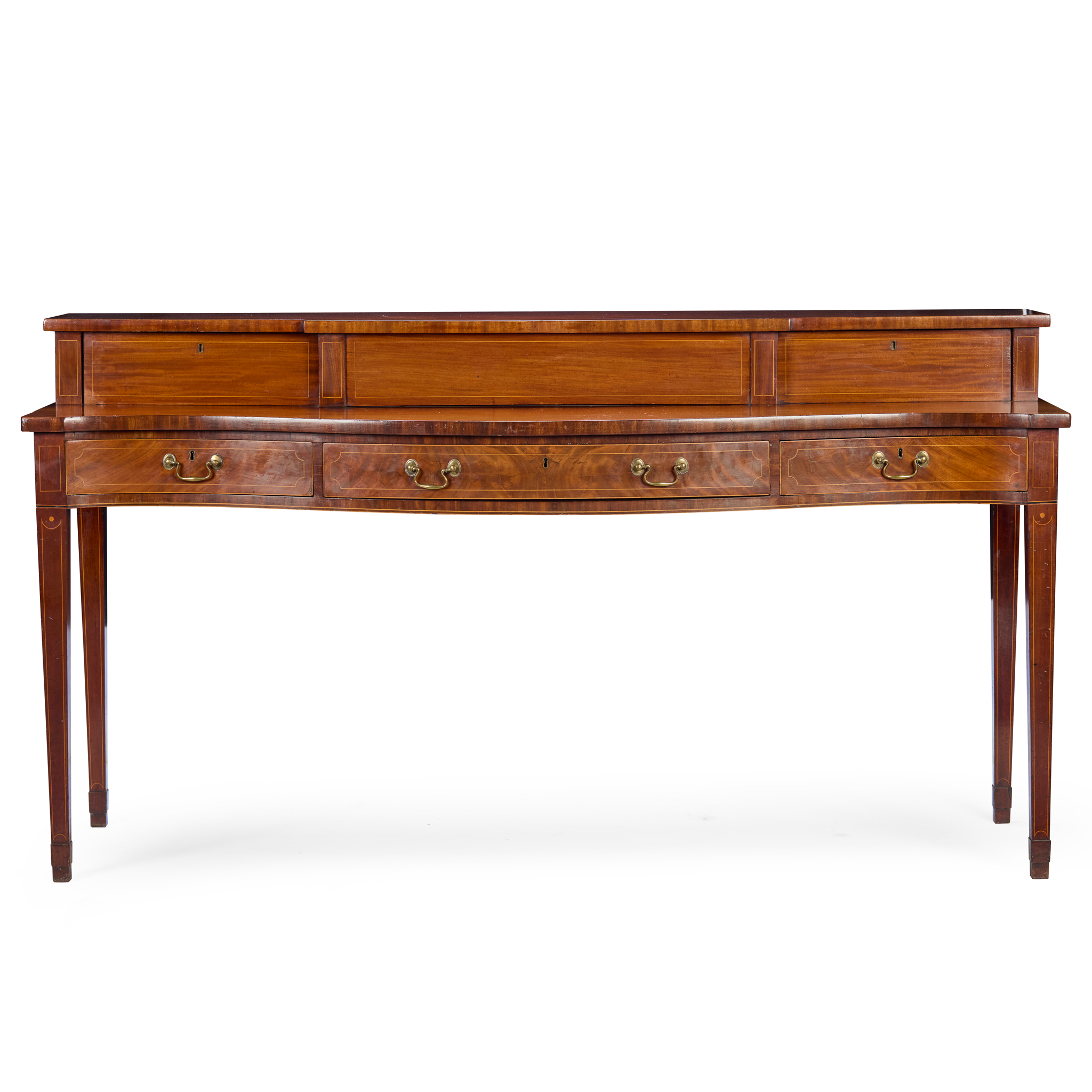 SCOTTISH REGENCY MAHOGANY STAGEBACK SERPENTINE SIDEBOARD, PROBABLY EDINBURGH