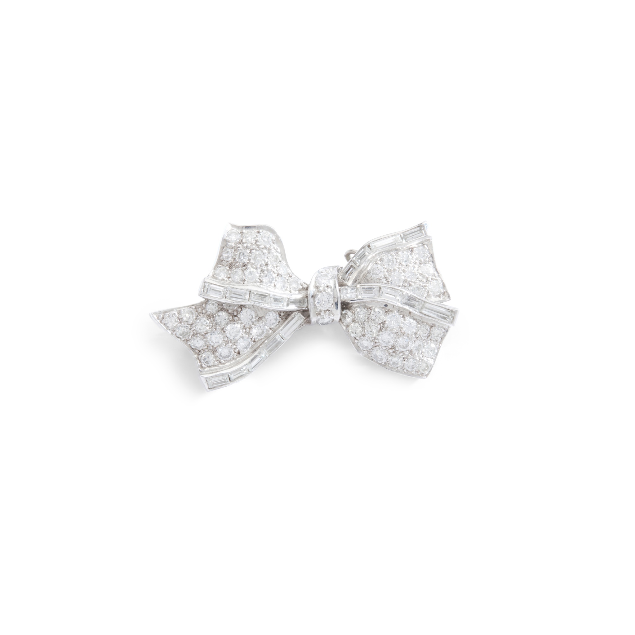 A diamond bow brooch