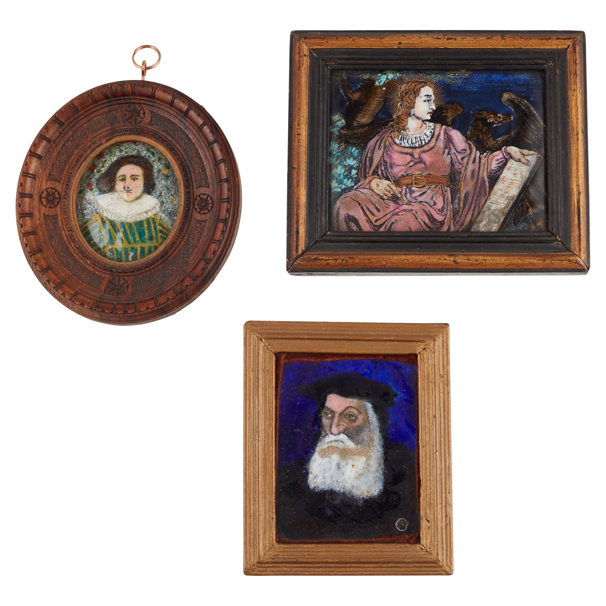 THREE FRAMED LIMOGES ENAMEL PLAQUES