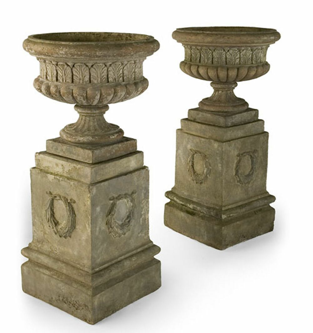 A pair of mid 19th century Scottish fireclay garden urns Possibly Garnkirk Fireclay Company