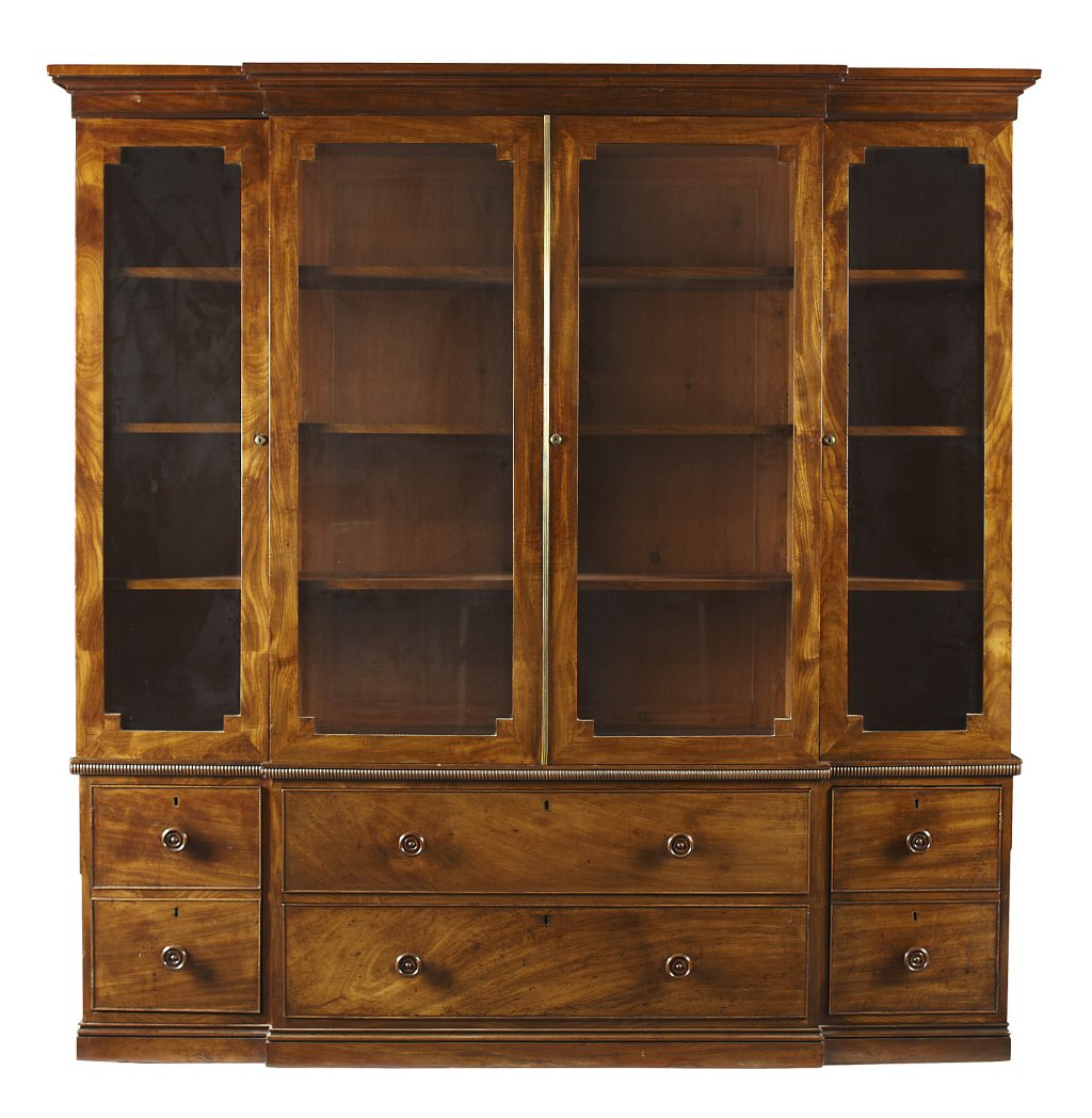 GEORGE IV MAHOGANY BREAKFRONT BOOKCASE