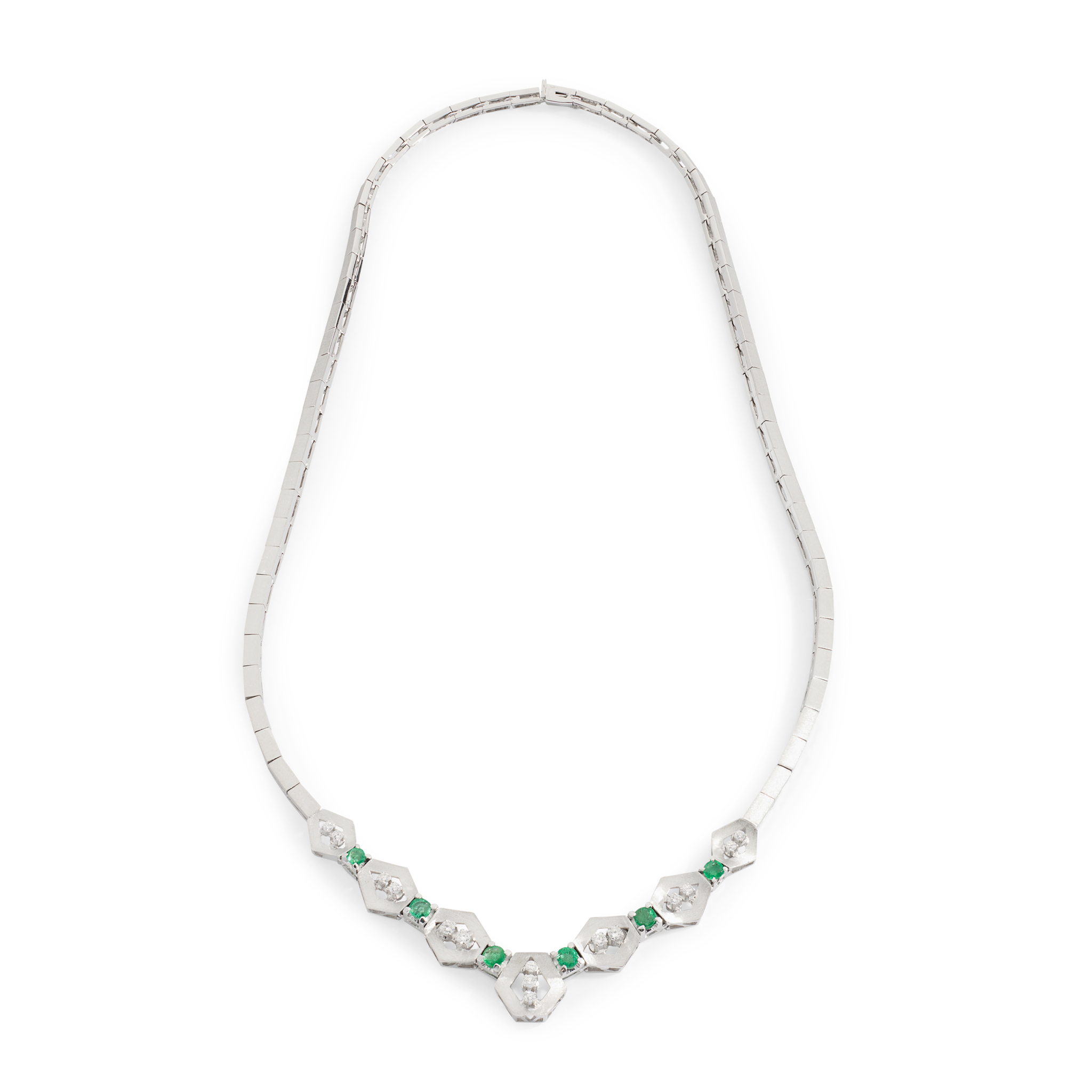 An emerald and diamond necklace