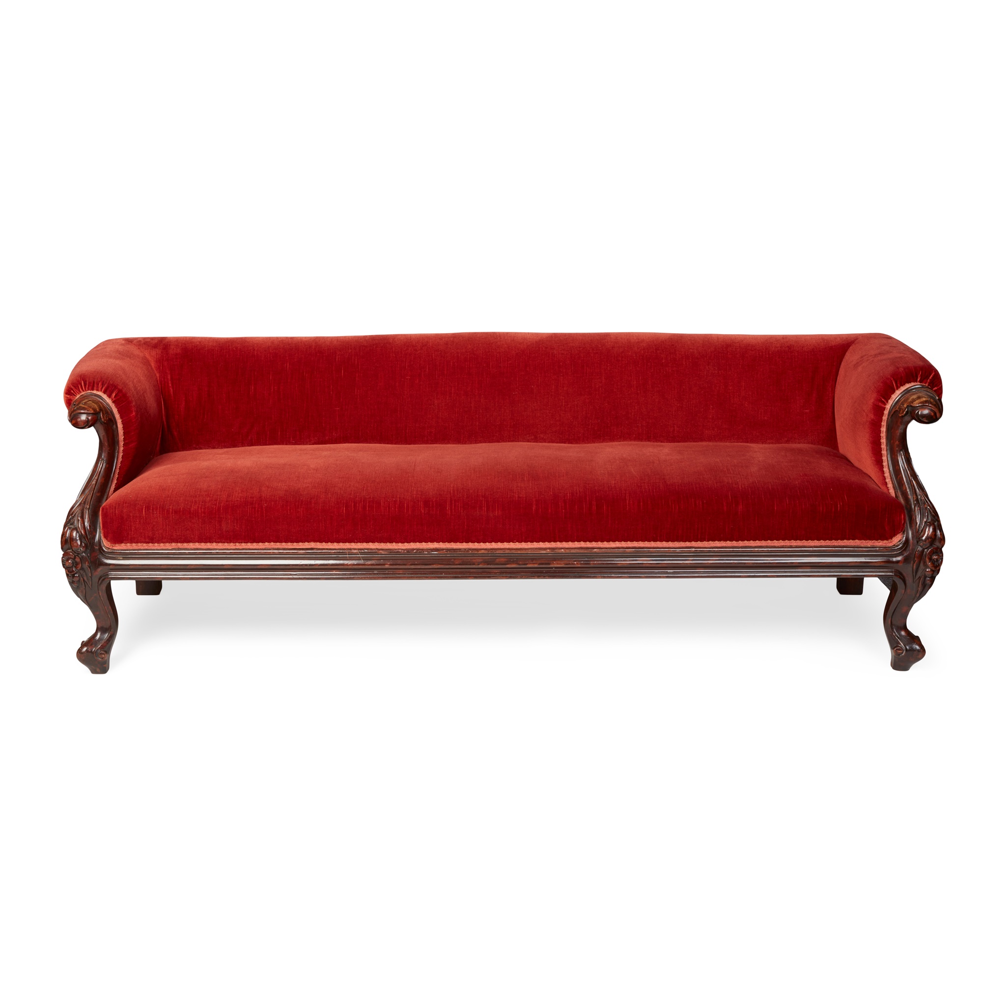 VICTORIAN WALNUT AND GRAIN PAINTED SOFA