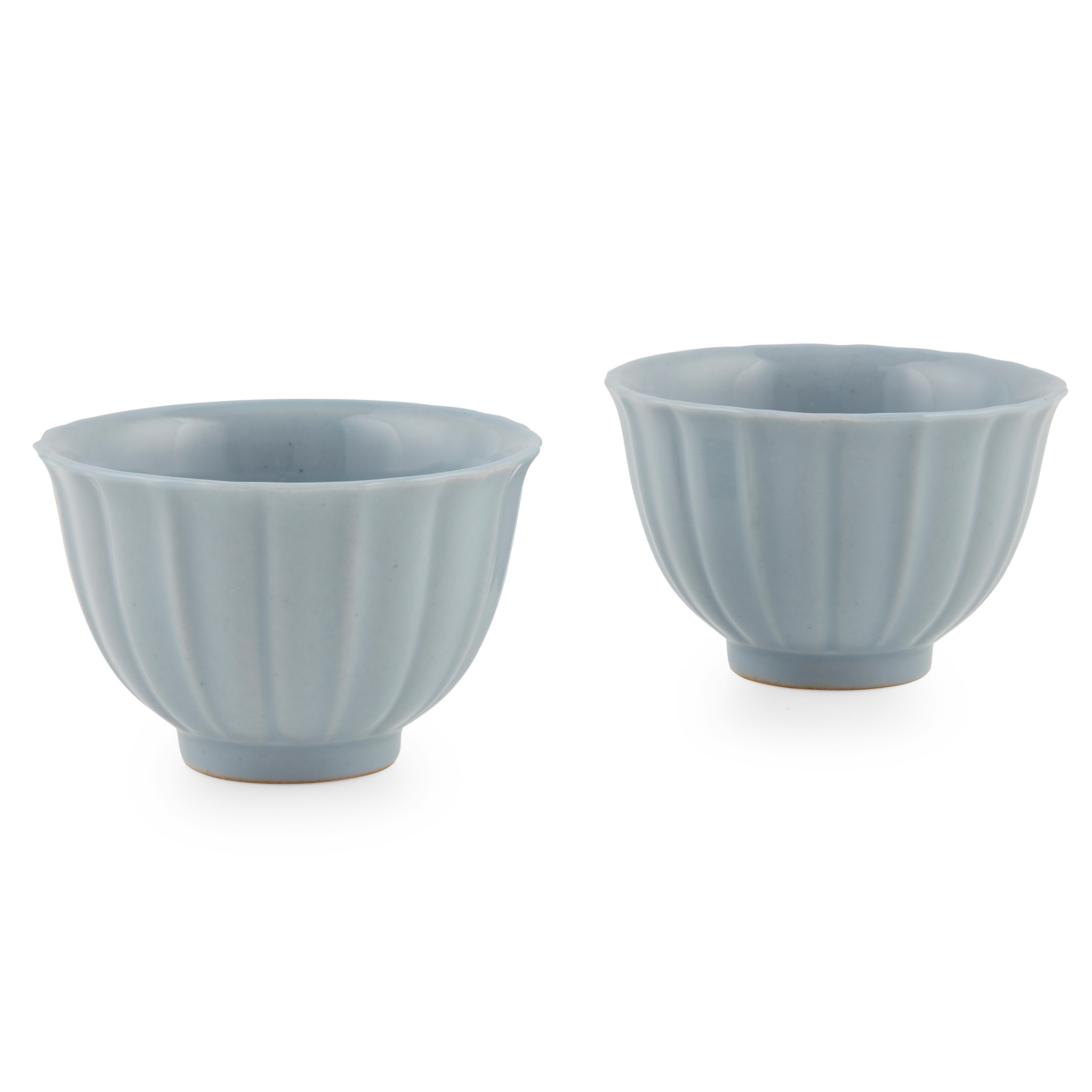 PAIR OF CLAIR-DE-LUNE-GLAZED LOBED CUPS