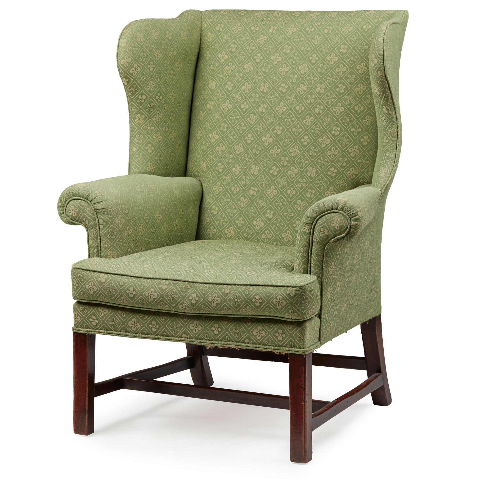 LATE GEORGE III MAHOGANY WINGBACK ARMCHAIR