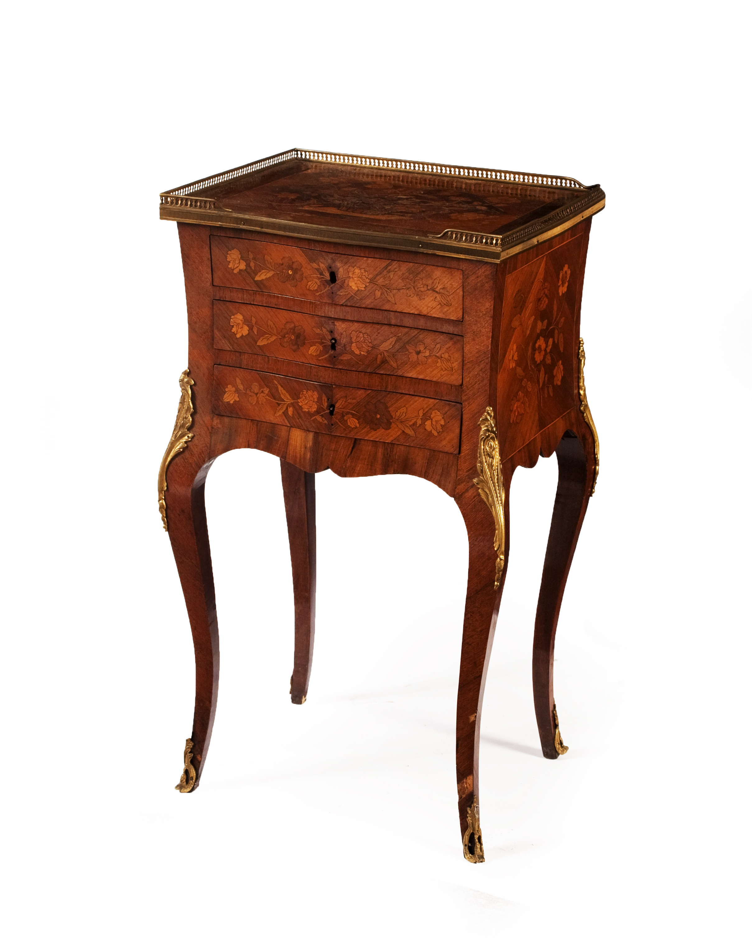 LOUIS XV STYLE KINGWOOD AND MARQUETRY GUERIDON