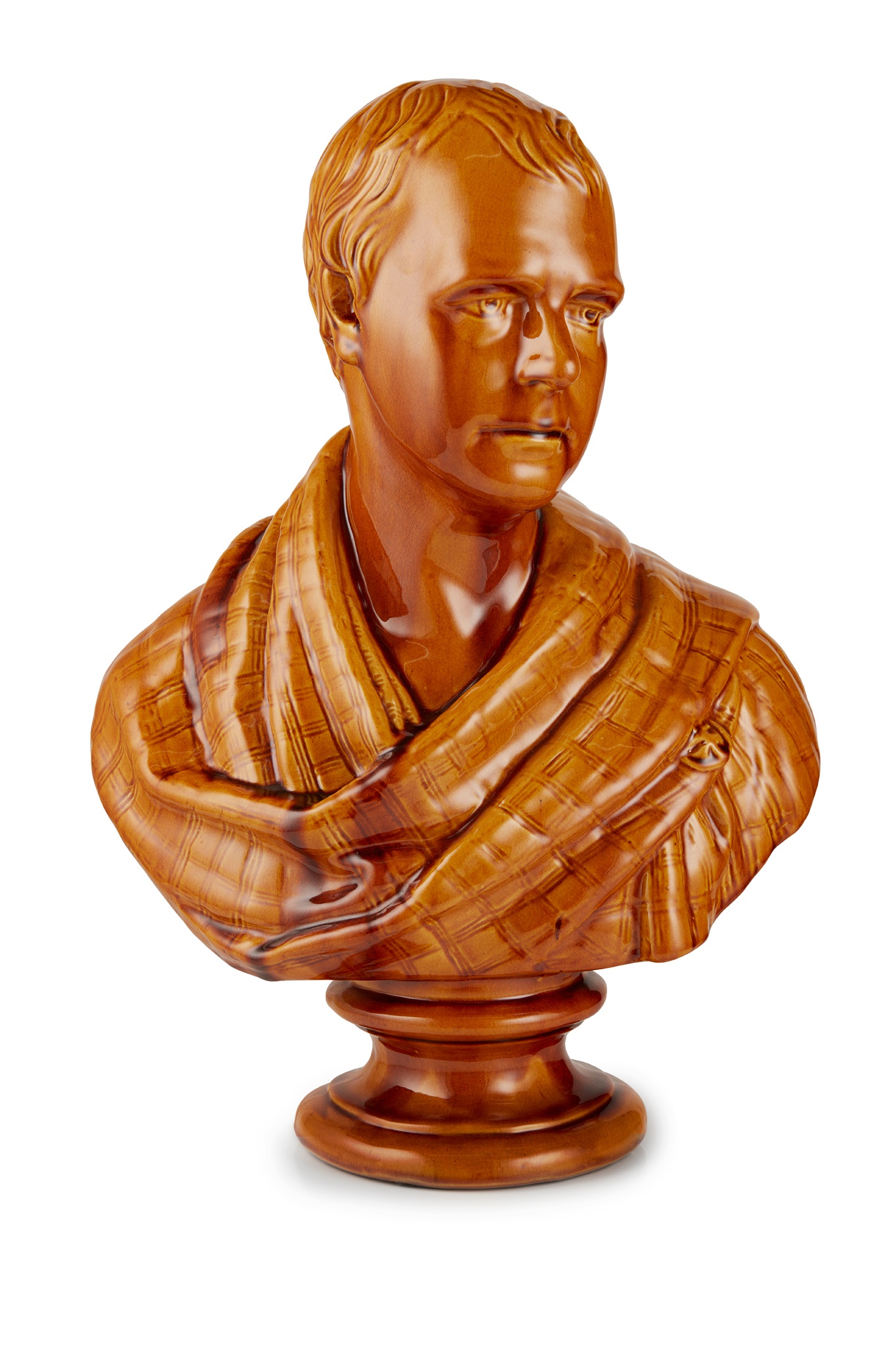A LARGE DUNMORE POTTERY BUST OF SIR WALTER SCOTT